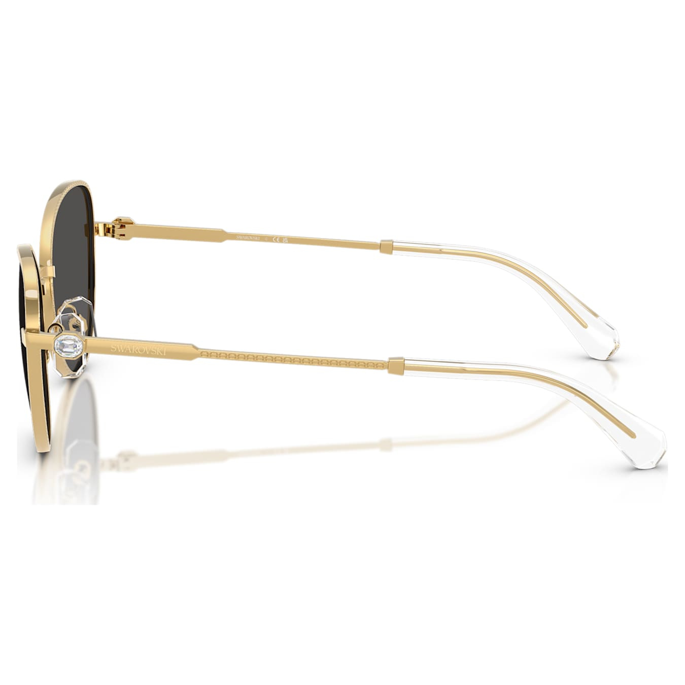 Swarovski cat-eye sunglasses with gray frames and tinted lenses, stylish eyewear for fashionable sun protection.