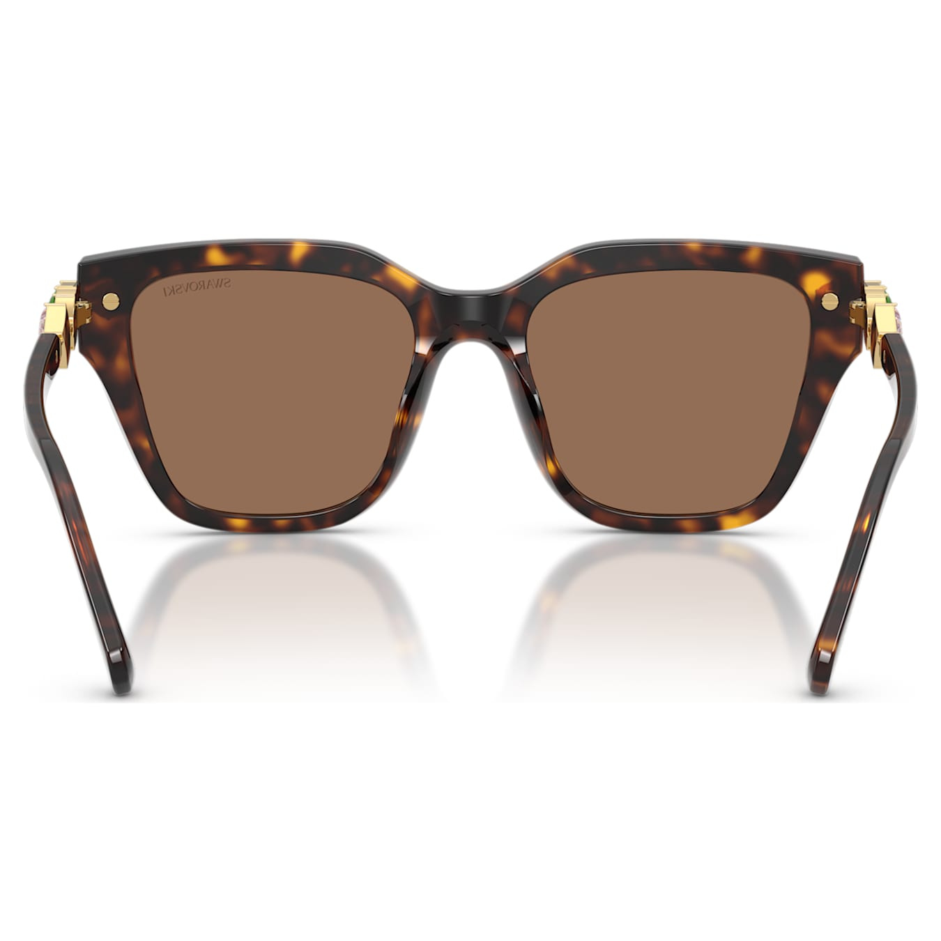 Swarovski square-shaped brown sunglasses with stylish frame and tinted lenses, designed for a fashionable look.