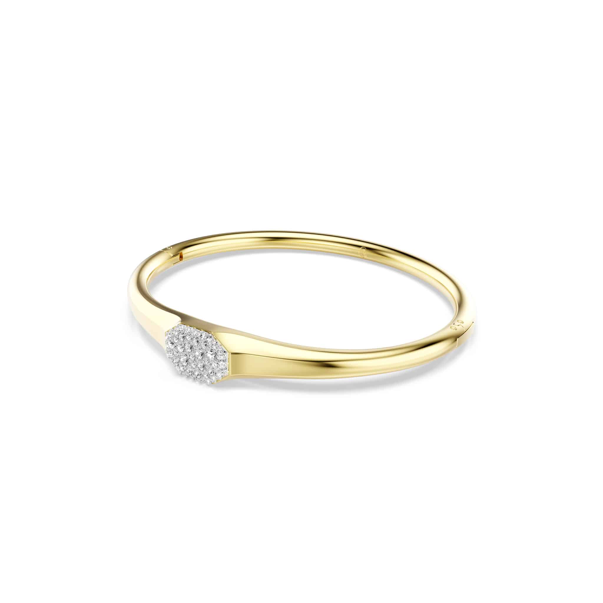 Swarovski Dextera gold-tone plated bangle with round-cut white crystals, elegant jewelry accessory for women