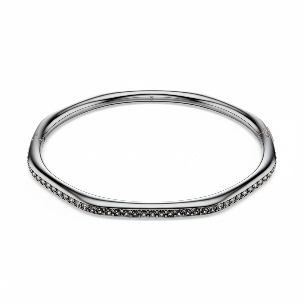 Swarovski Dextera bangle featuring sparkling crystal accents and a sleek silver-tone design, stylish jewelry accessory.