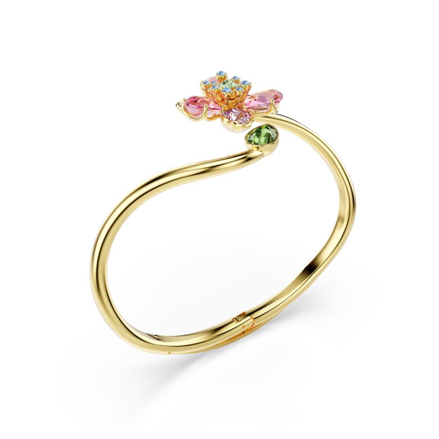 Swarovski Idyllia Bangle featuring sparkling crystal details and elegant silver-tone design on a white background.