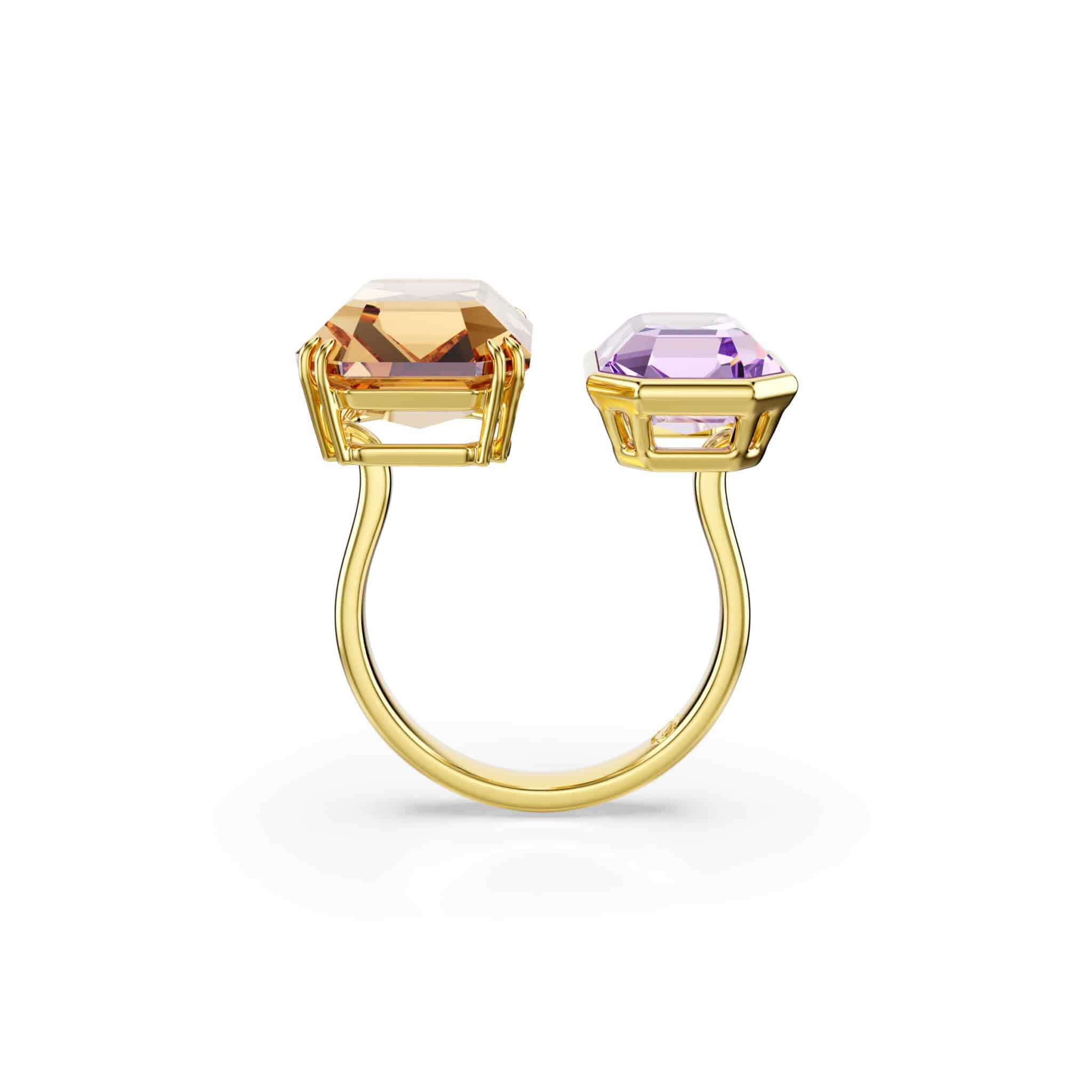 Swarovski Millenia open ring with octagon cut multicolored stones and gold-tone plating, stylish jewelry accessory