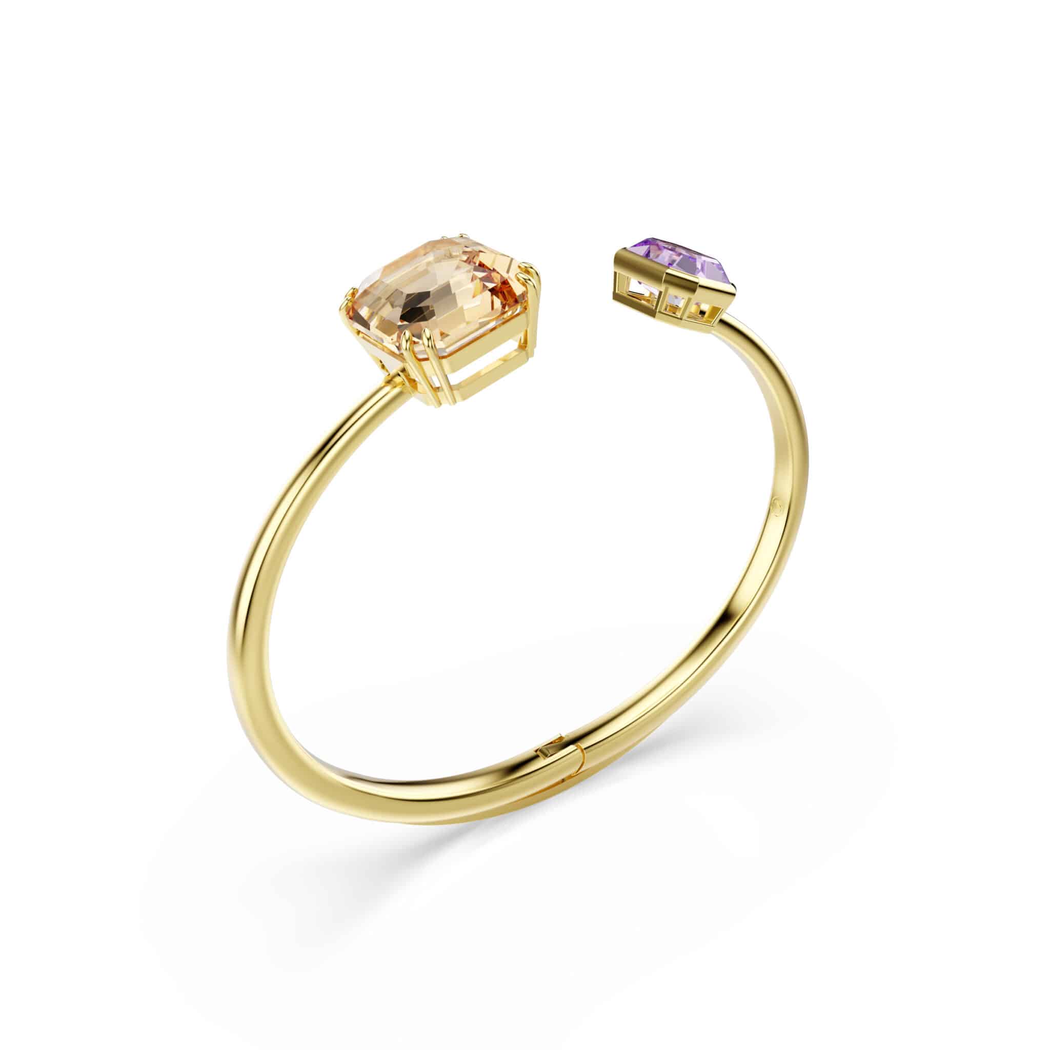 Swarovski Millenia bangle with multicolored octagon cut crystals and gold-tone plating, stylish jewelry accessory.