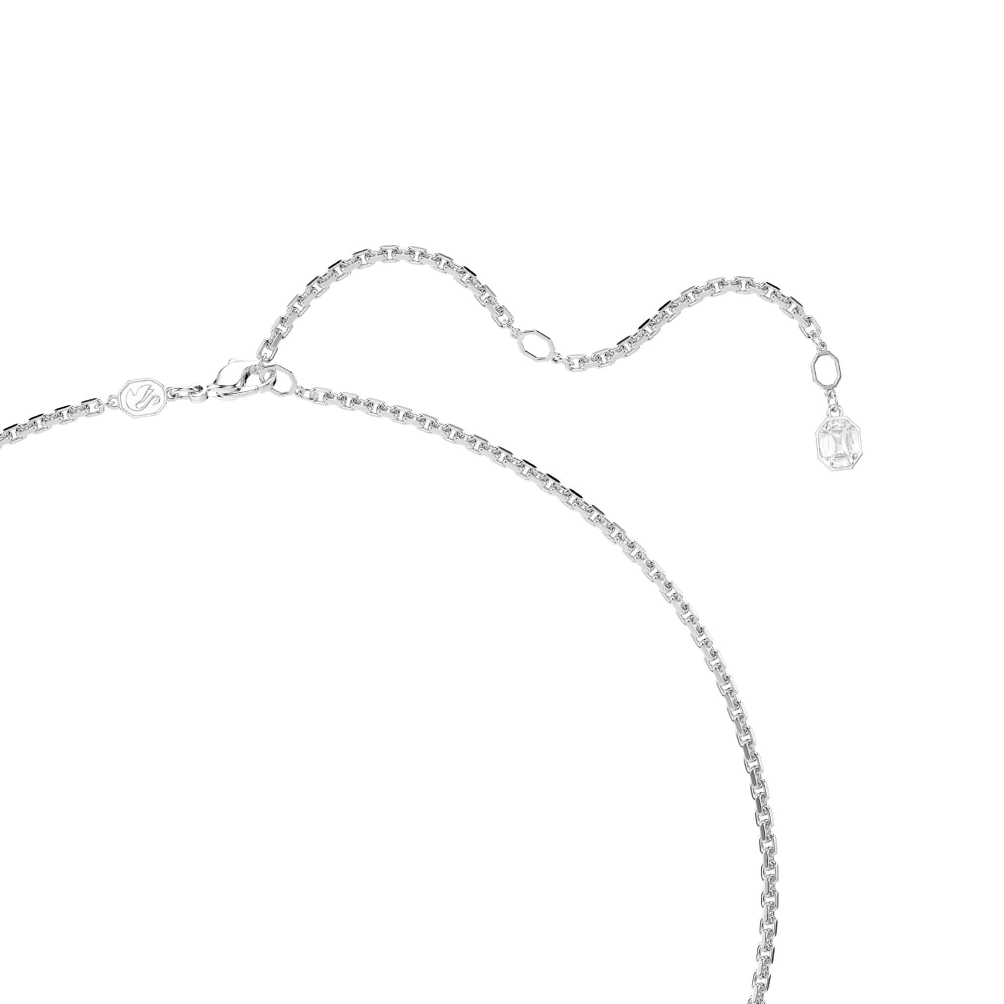 Swarovski Millenia pendant with octagon cut white crystal, rhodium plated, showcasing a sparkling elegant jewelry piece.