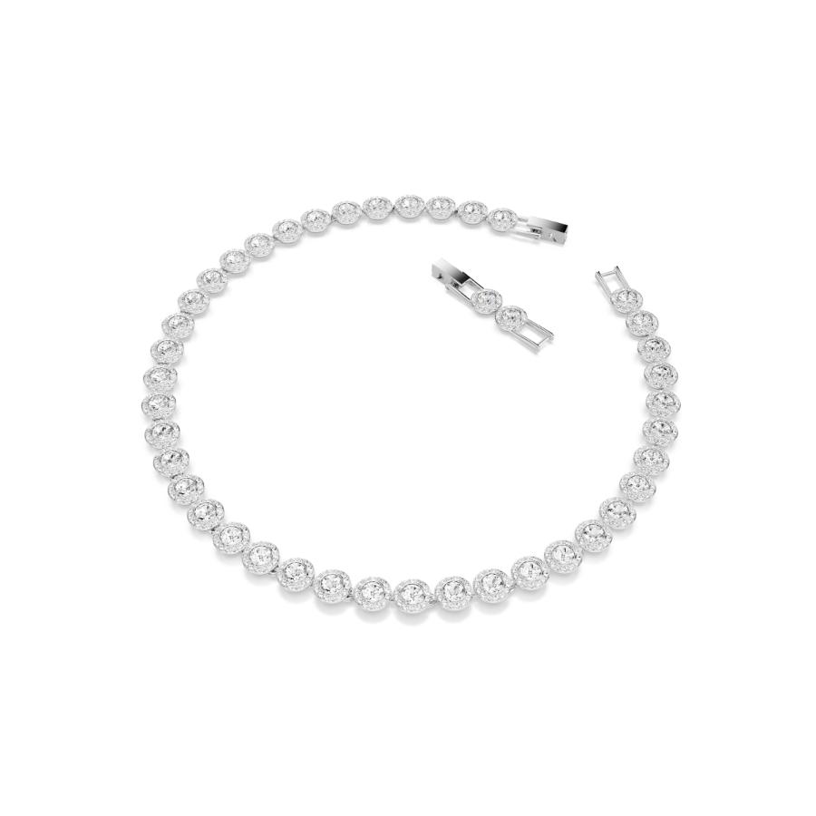 Swarovski Una Angelic tennis necklace with round-cut white crystals, rhodium-plated chain, elegant jewelry accessory