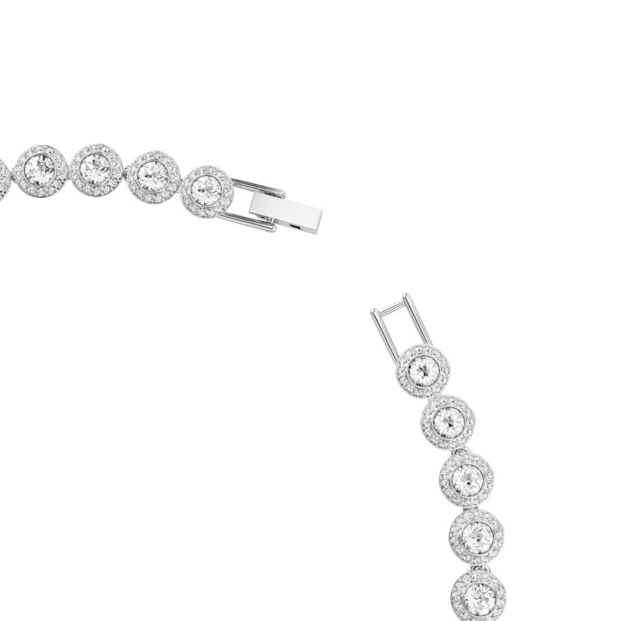 Swarovski Una Angelic tennis necklace with round cut white crystals, rhodium plated, elegant jewelry for women