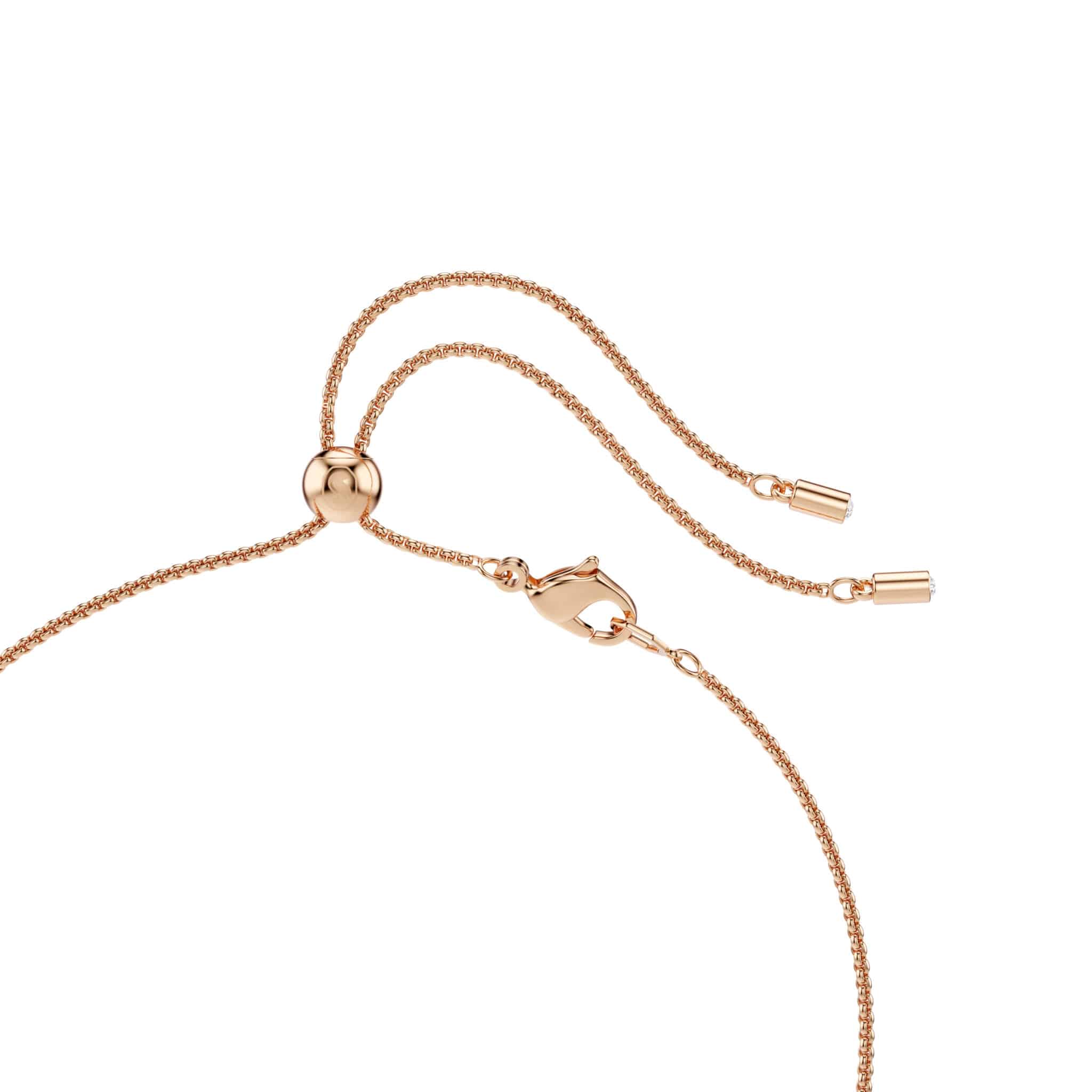 Swarovski Constella Pendant with white crystal pearl, round cut, rose gold-tone plated, elegant jewelry accessory.