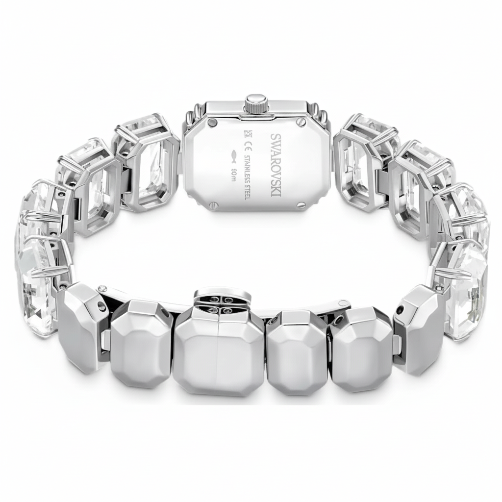 Swarovski Octagon cut bracelet in white stainless steel with sparkling crystal accents, stylish and elegant jewelry accessory.