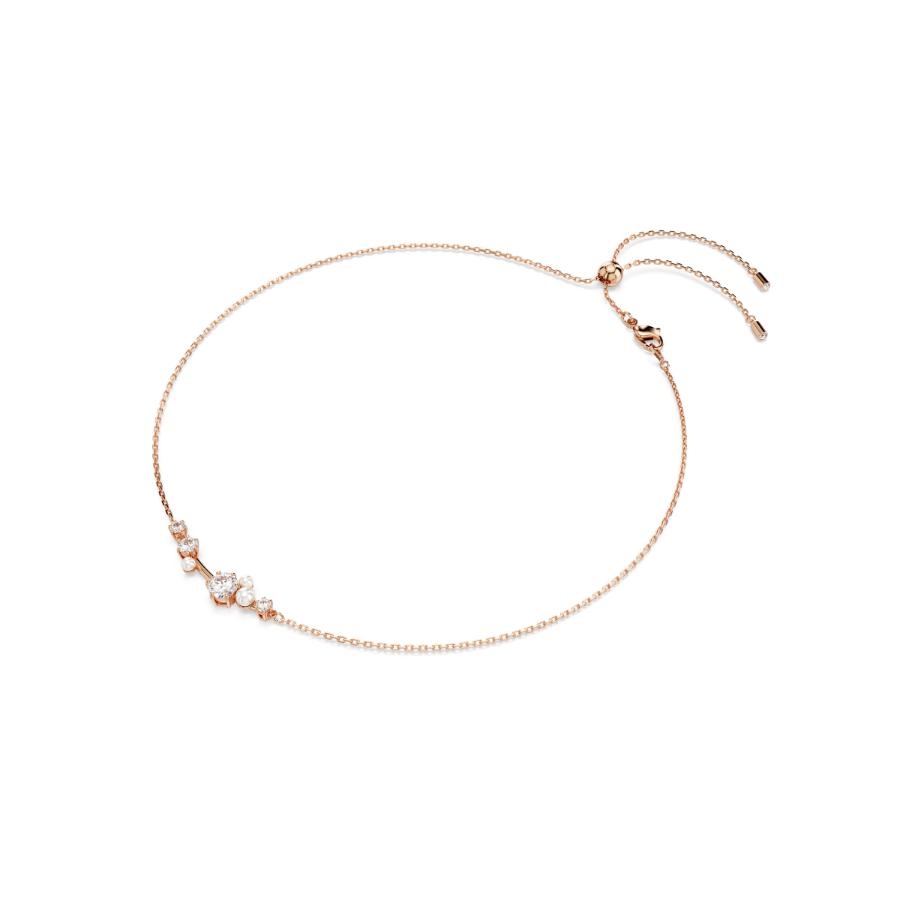 Swarovski Constella necklace with crystal pearl and round cuts, rose gold plated, elegant jewelry accessory