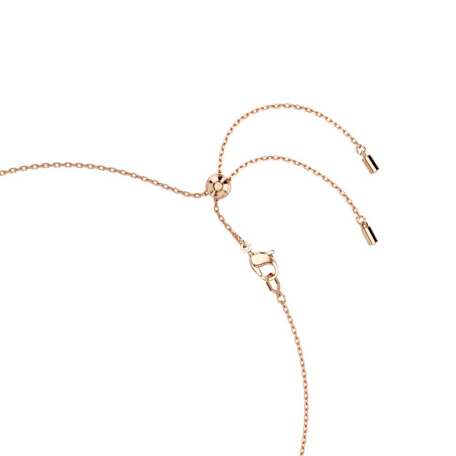 Swarovski Constella necklace with crystal pearl and round cuts in rose gold plating, elegant jewelry with sparkling details.