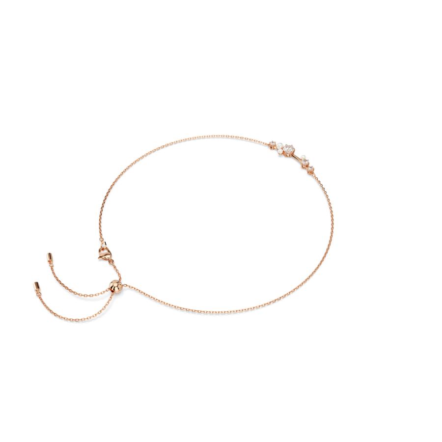 Swarovski Constella necklace with crystal pearl and round cuts in rose gold plating, elegant jewelry for special occasions.