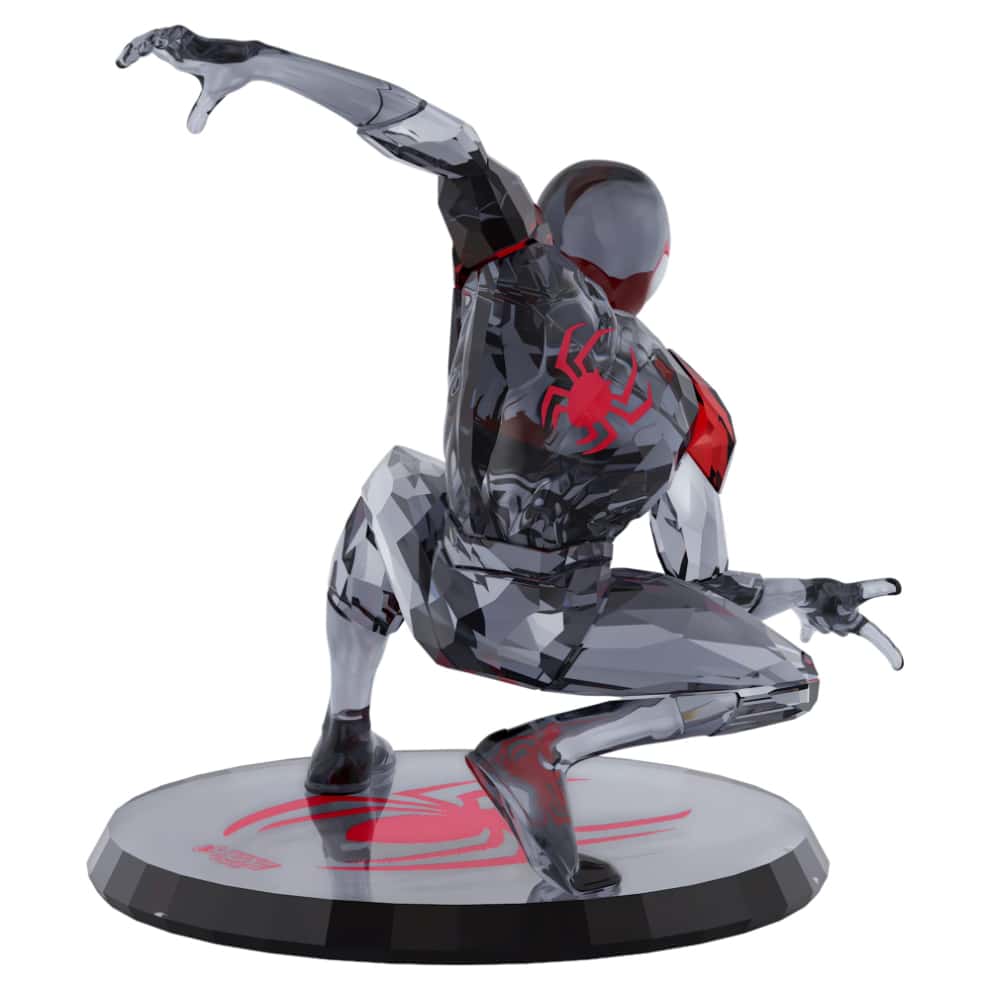 Swarovski Marvel Miles Morales figurine with sparkling details, featuring Miles in his Spider-Man costume and intricate crystal craftsmanship.
