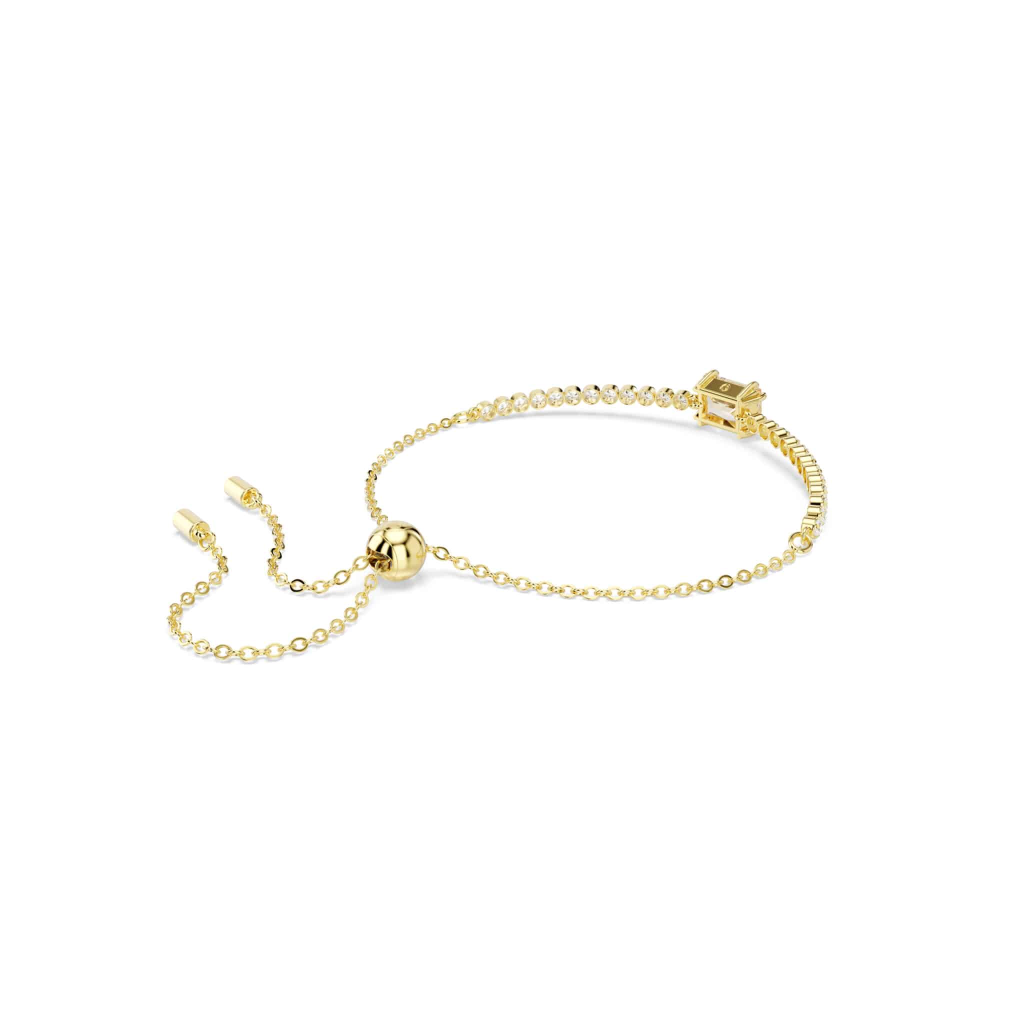 Swarovski Matrix Tennis Bracelet featuring sparkling crystal stones and a sleek silver-tone design.