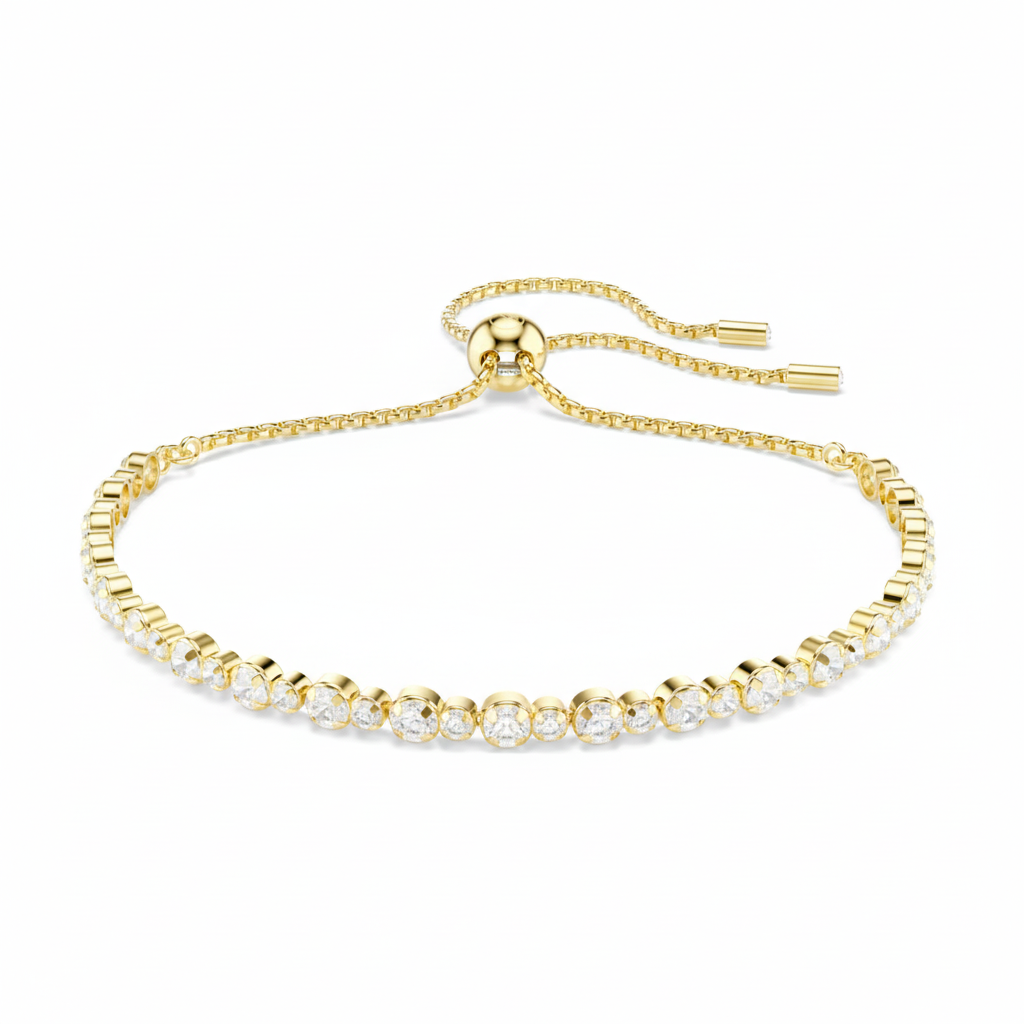 Swarovski Matrix Tennis Bracelet featuring sparkling crystal stones set in a sleek silver-tone design.