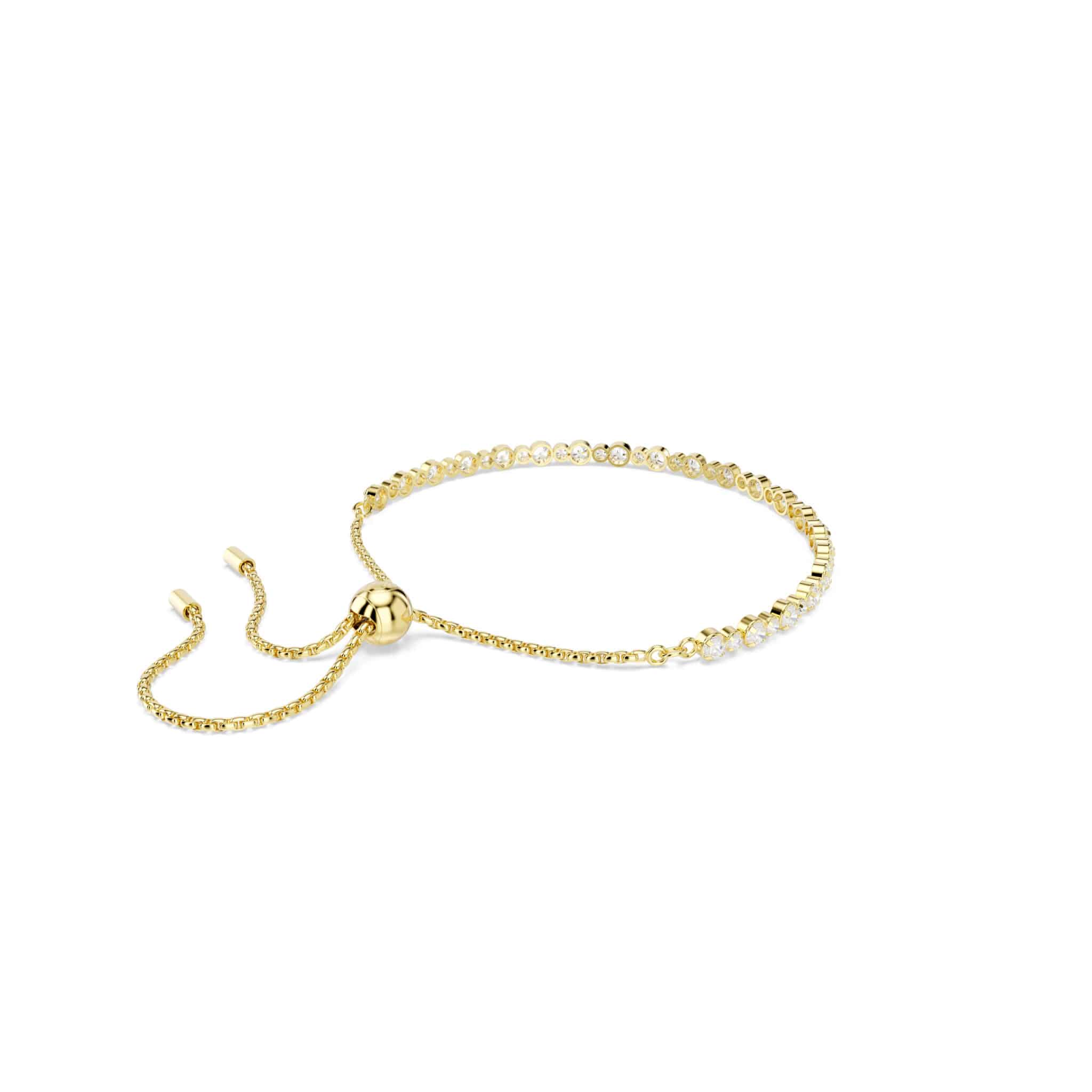 Swarovski Matrix Tennis Bracelet with sparkling crystal accents and silver-tone chain design, close-up view of the elegant jewelry piece