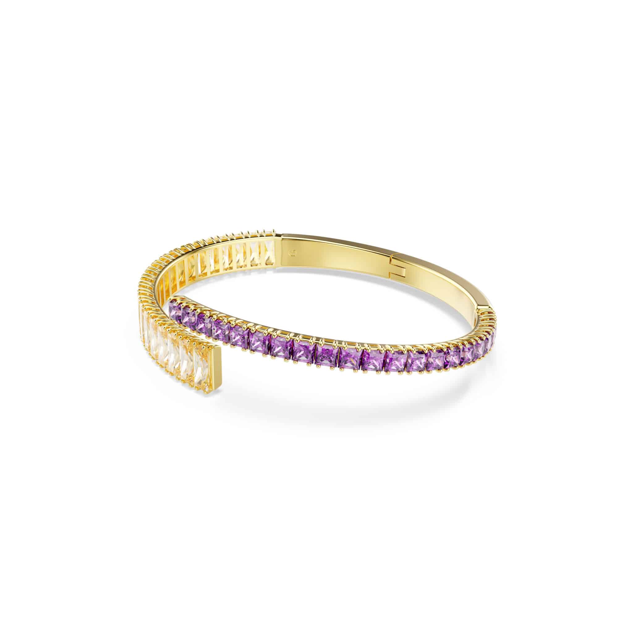 Swarovski Matrix Bangle featuring sparkling crystal accents and sleek silver-tone design on a white background