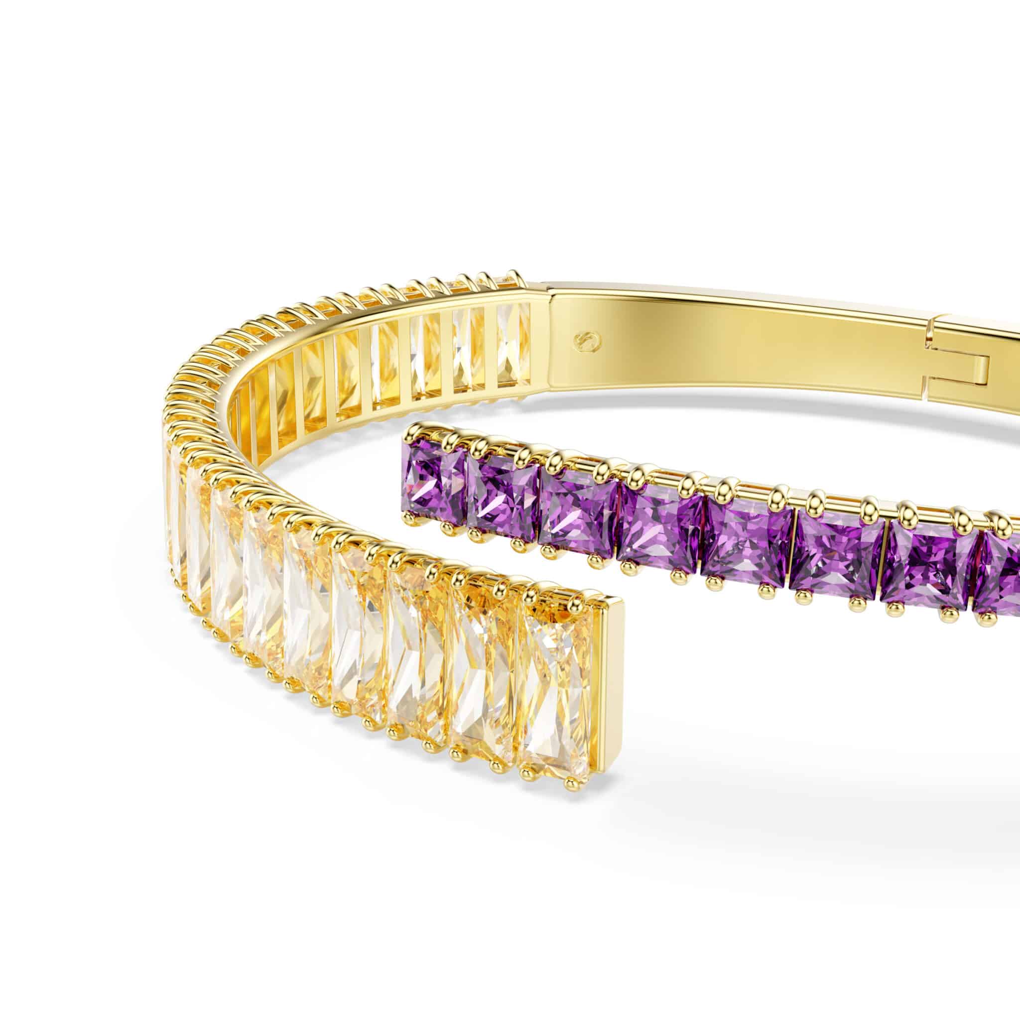 Swarovski Matrix Bangle featuring sparkling crystal accents and a sleek silver-tone design on a white background
