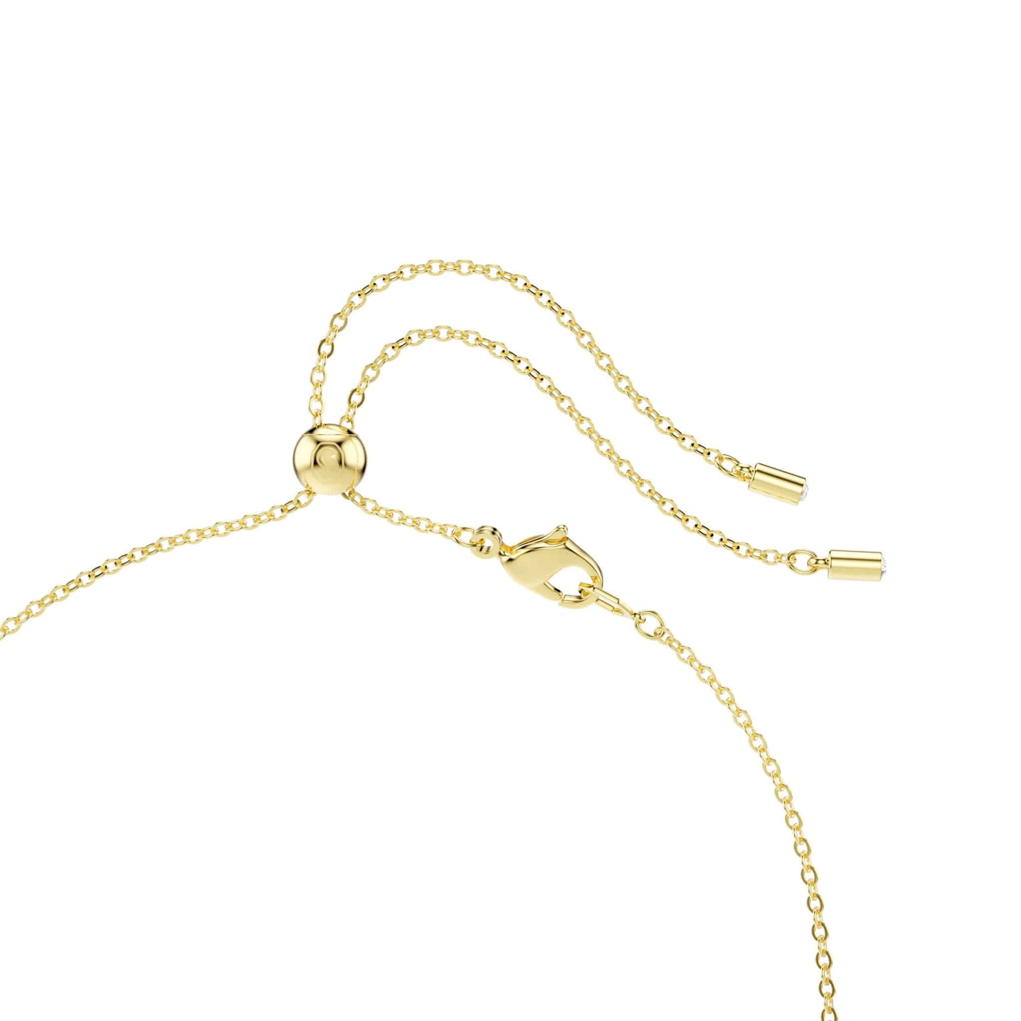 Swarovski Constella necklace with mixed cut green crystals and gold-tone plating, showcasing elegant gemstone jewelry design.