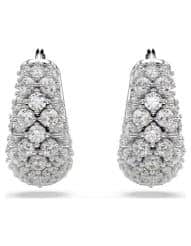 Swarovski Sublima earrings in white with rhodium plating, featuring elegant, sparkling design and intricate craftsmanship.