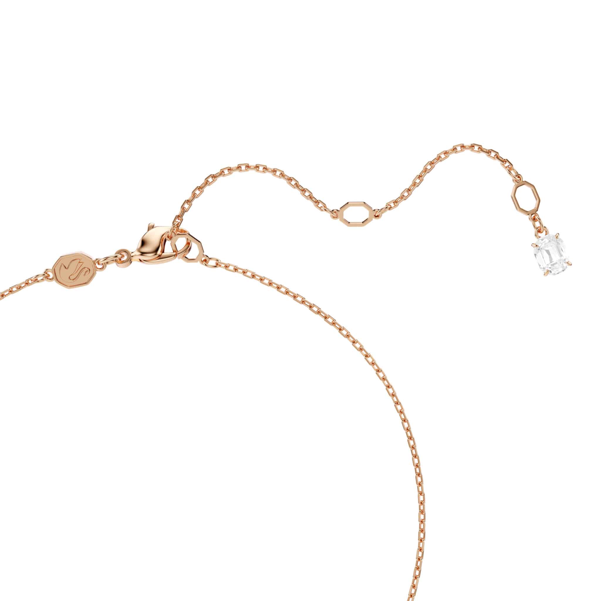 Swarovski Swan Pendant with mixed pink crystal cuts, showcasing a elegant swan design on a delicate chain