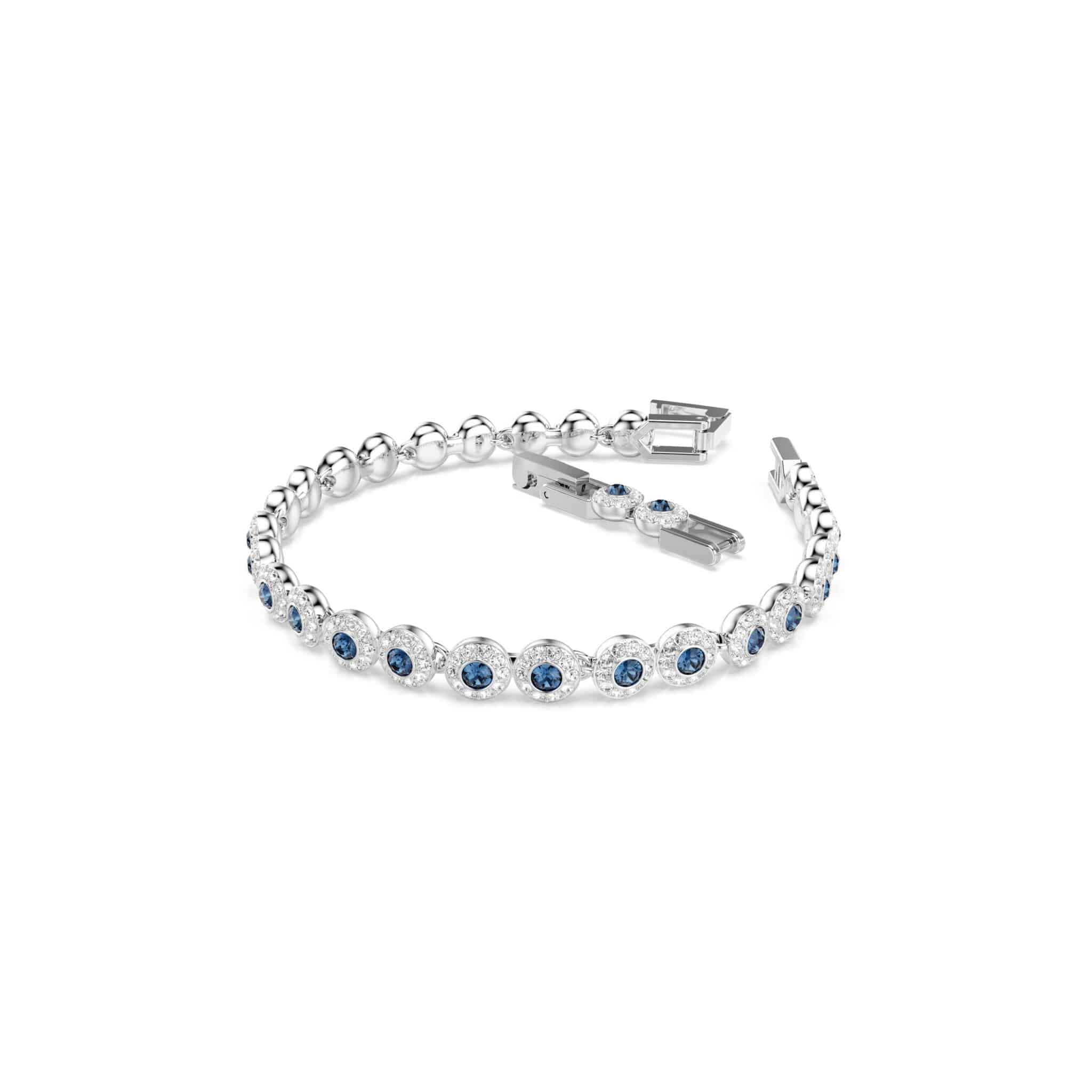 Swarovski Una Angelic Tennis Bracelet with sparkling clear crystals and silver-tone chain, elegant jewelry accessory.