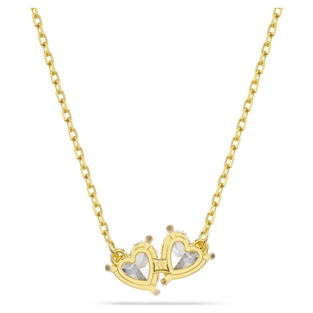 Swarovski Mesmera Heart Necklace with white crystal and gold-tone plated chain, elegant jewelry piece for women