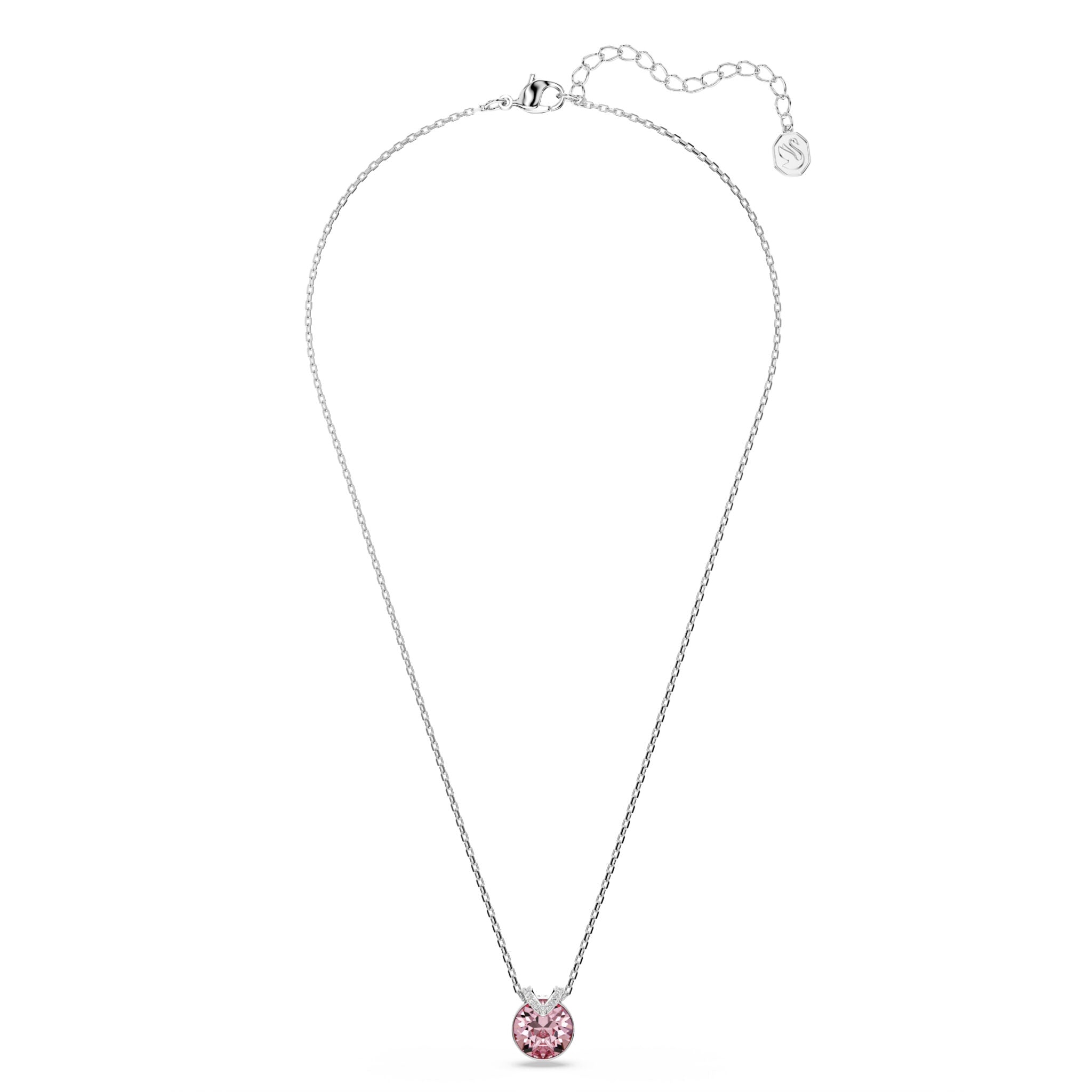 Swarovski Bella Rose Pendant in rhodium plating, featuring a sparkling crystal rose design on a delicate chain