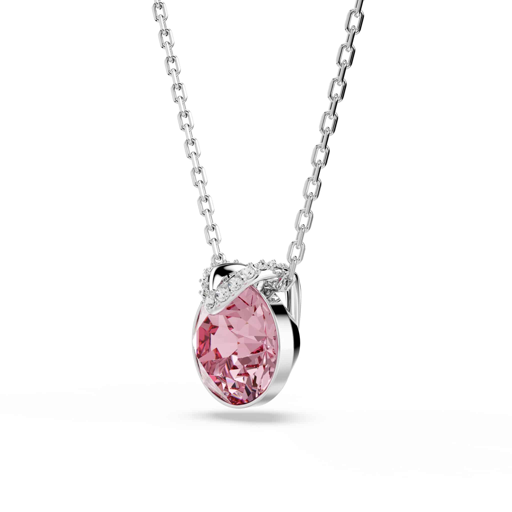 Swarovski Bella Rose Pendant in rhodium-plated metal with sparkling crystal embellishments on a delicate chain.