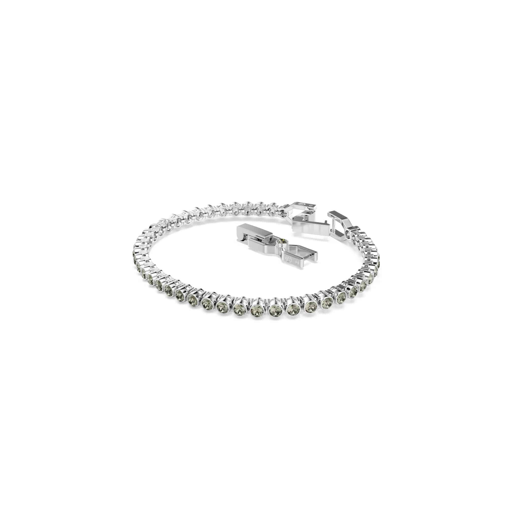 Swarovski Imber Emily tennis bracelet with round-cut crystals, elegant jewelry piece showcasing sparkling gemstone details.
