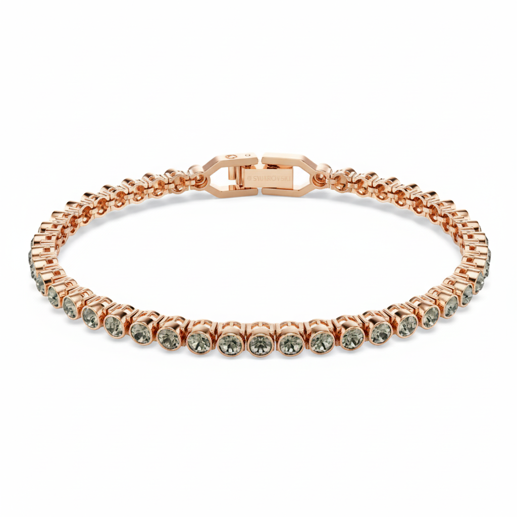 Swarovski Imber Emily tennis bracelet with round-cut crystals and silver-tone metal, elegant jewelry for special occasions.
