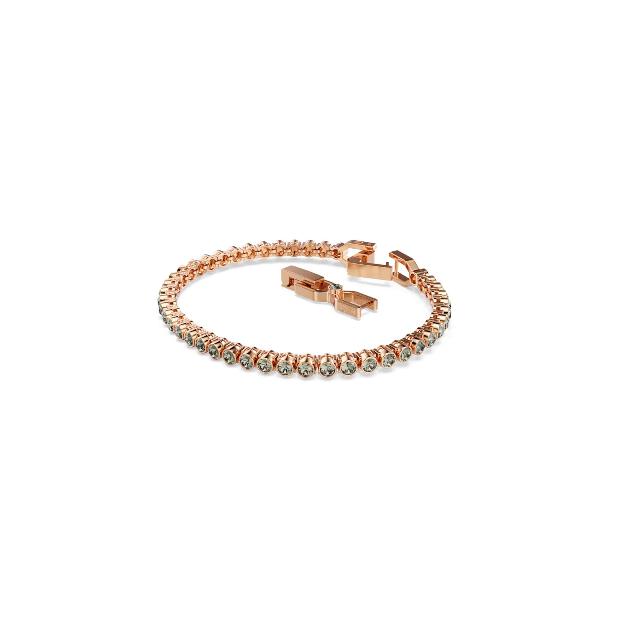 Swarovski Imber Emily tennis bracelet with round cut crystals, elegant jewelry piece on a white background.