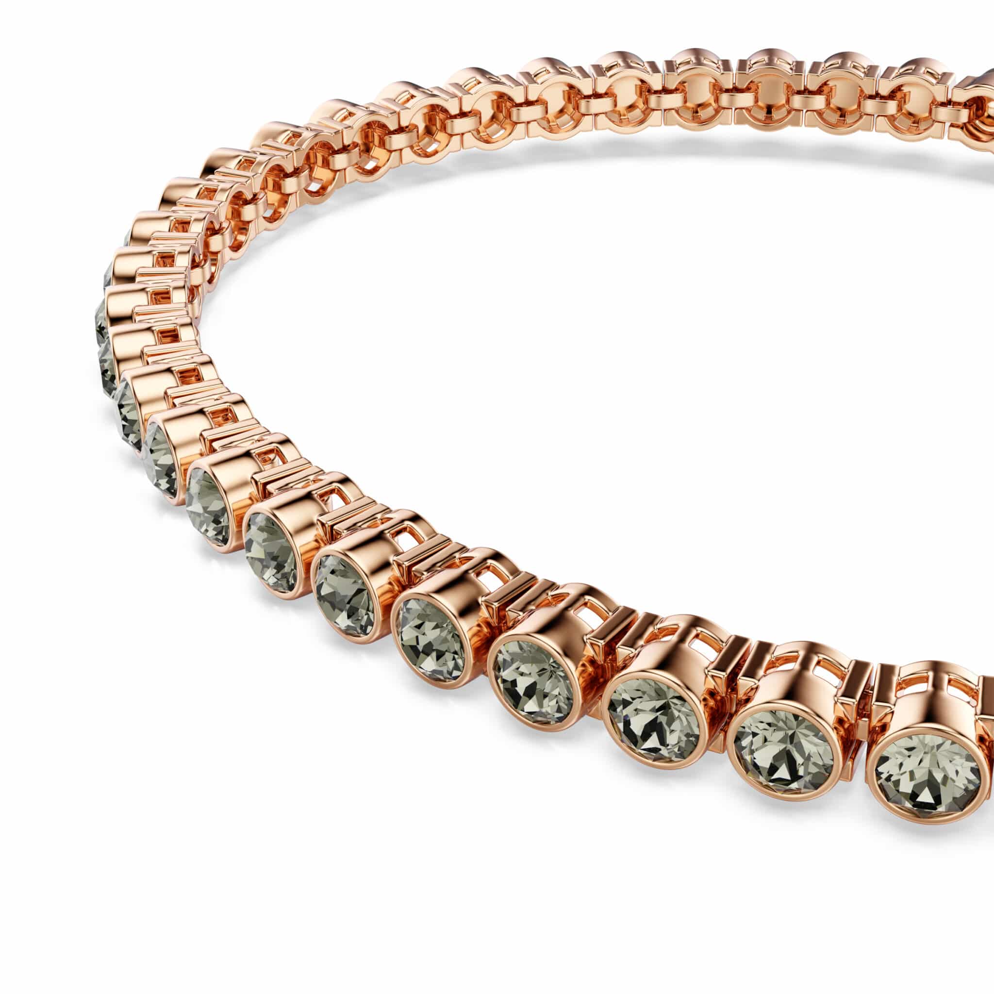 Swarovski Imber Emily tennis bracelet with round cut crystals, elegant jewelry piece showcasing sparkling design and silver-tone setting.