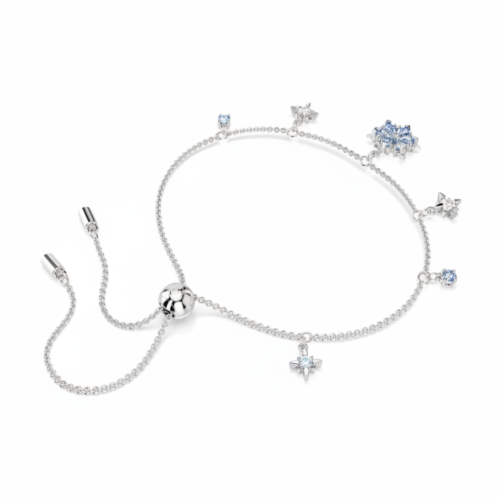 Swarovski Magic Bracelet Snowflake in blue with rhodium plating, featuring sparkling snowflake charm and elegant design.