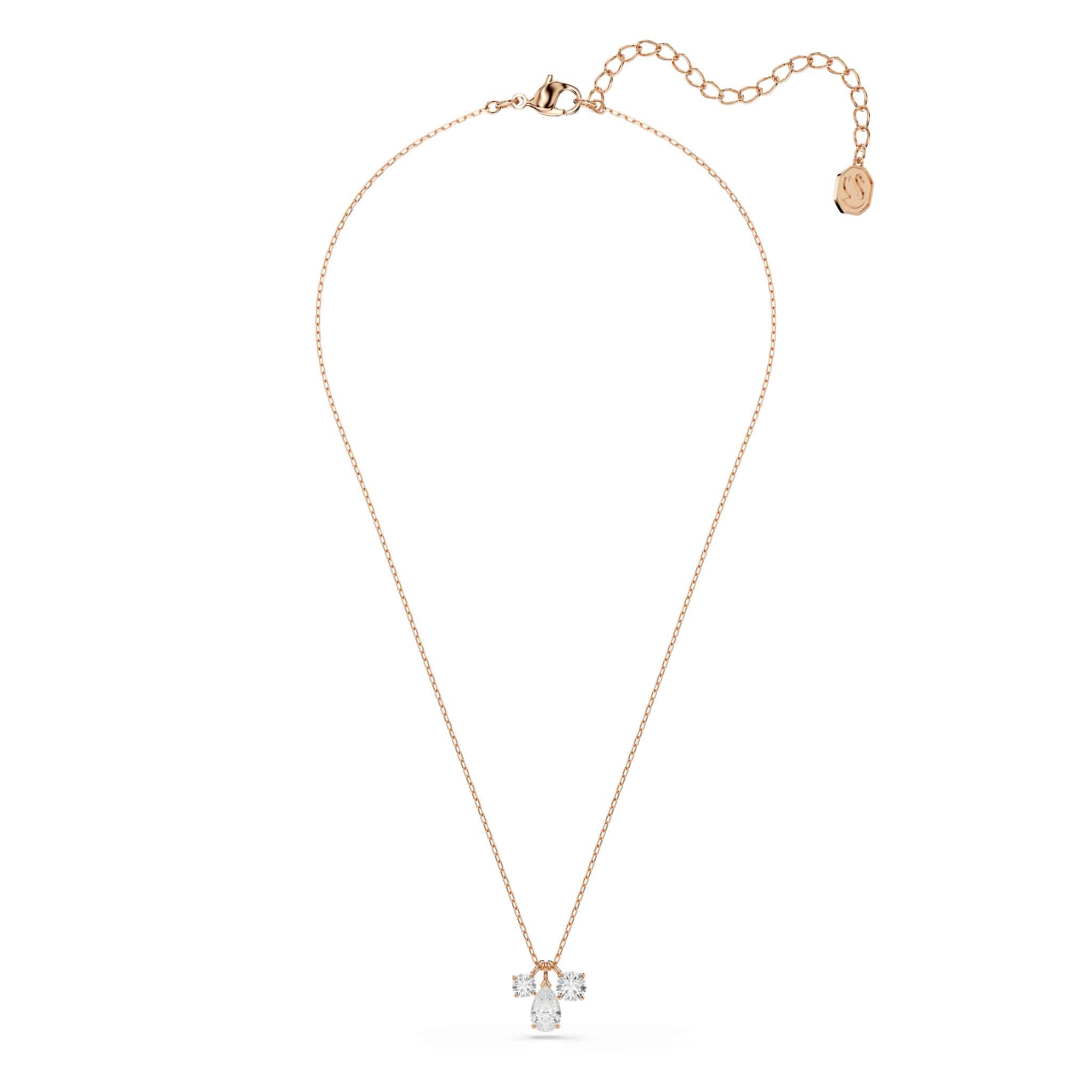 Swarovski Mesmera Pendant in white with rose gold tone plating, showcasing elegant design and sparkling crystal details.