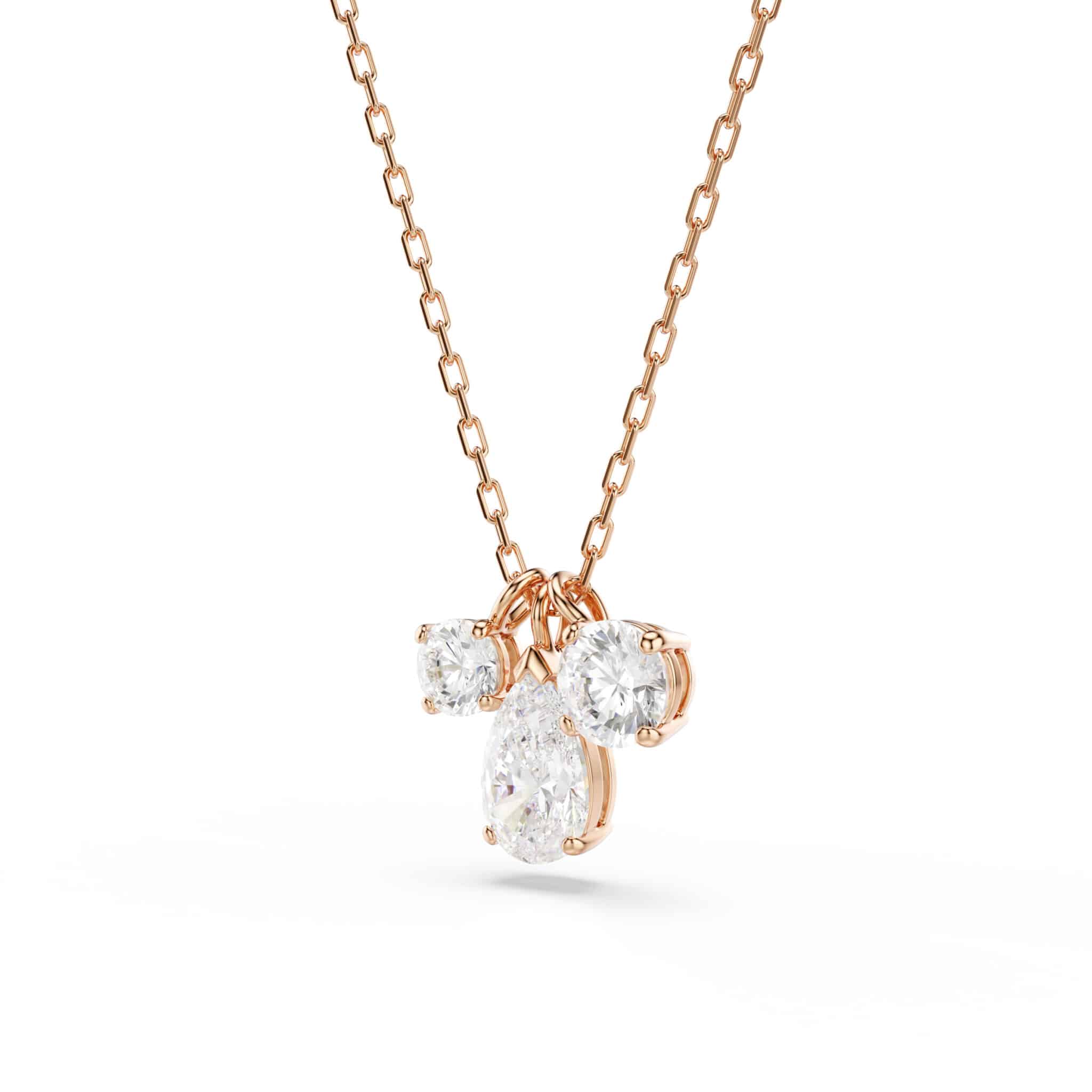 Swarovski Mesmera pendant in white with rose gold tone plating, featuring a sleek, elegant design with sparkling crystal accents.