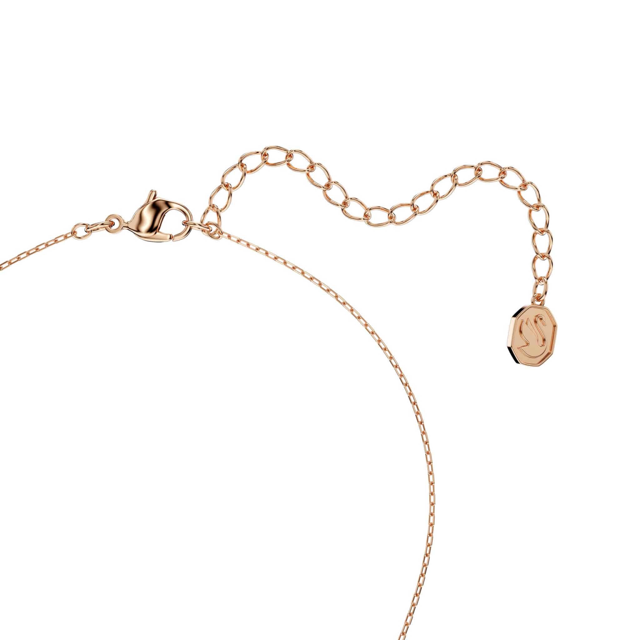 Swarovski Mesmera pendant in white with rose gold tone plating, showcasing a sparkling crystal design on a delicate chain.