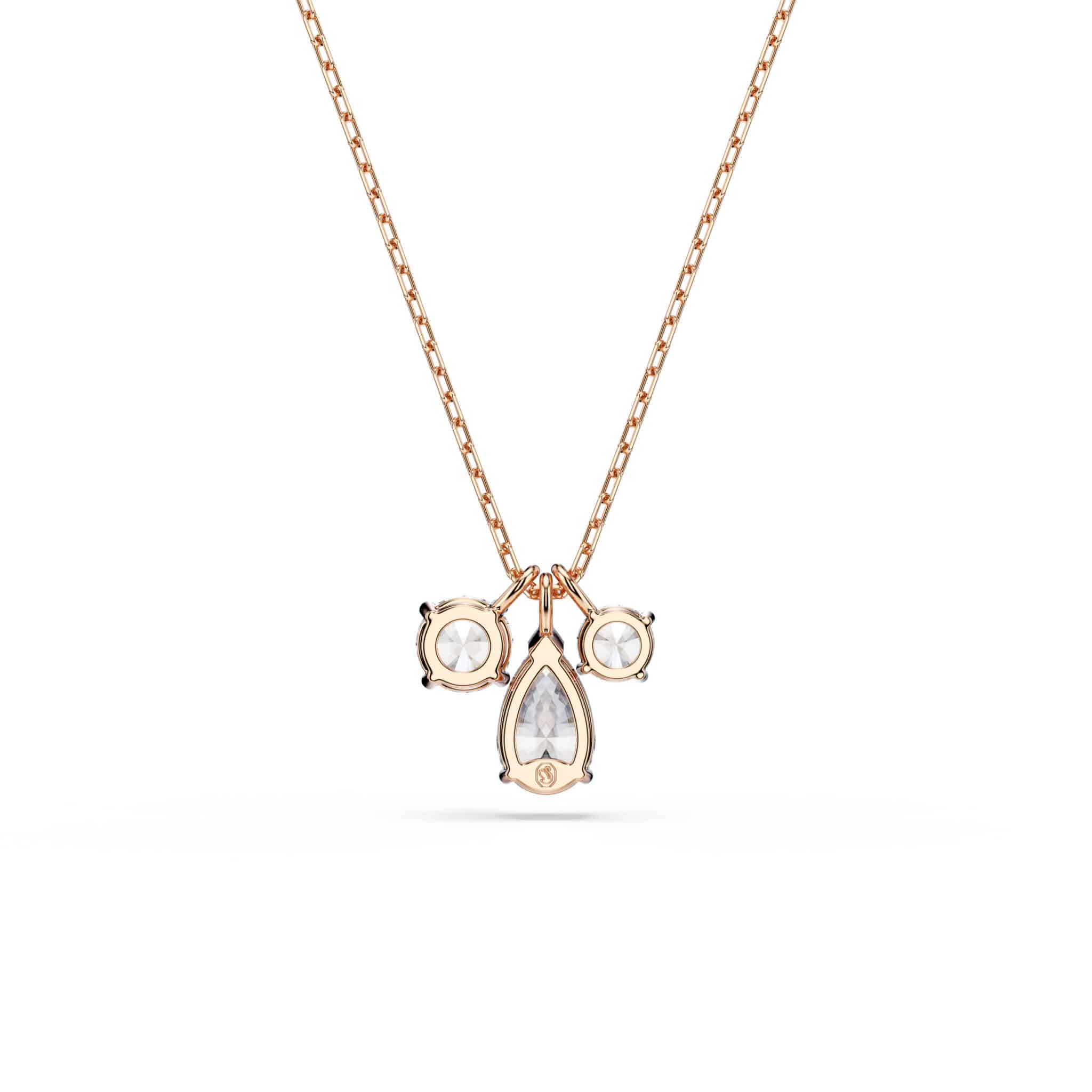 Swarovski Mesmera pendant in white with rose gold tone plating, featuring intricate crystal detailing and elegant design.