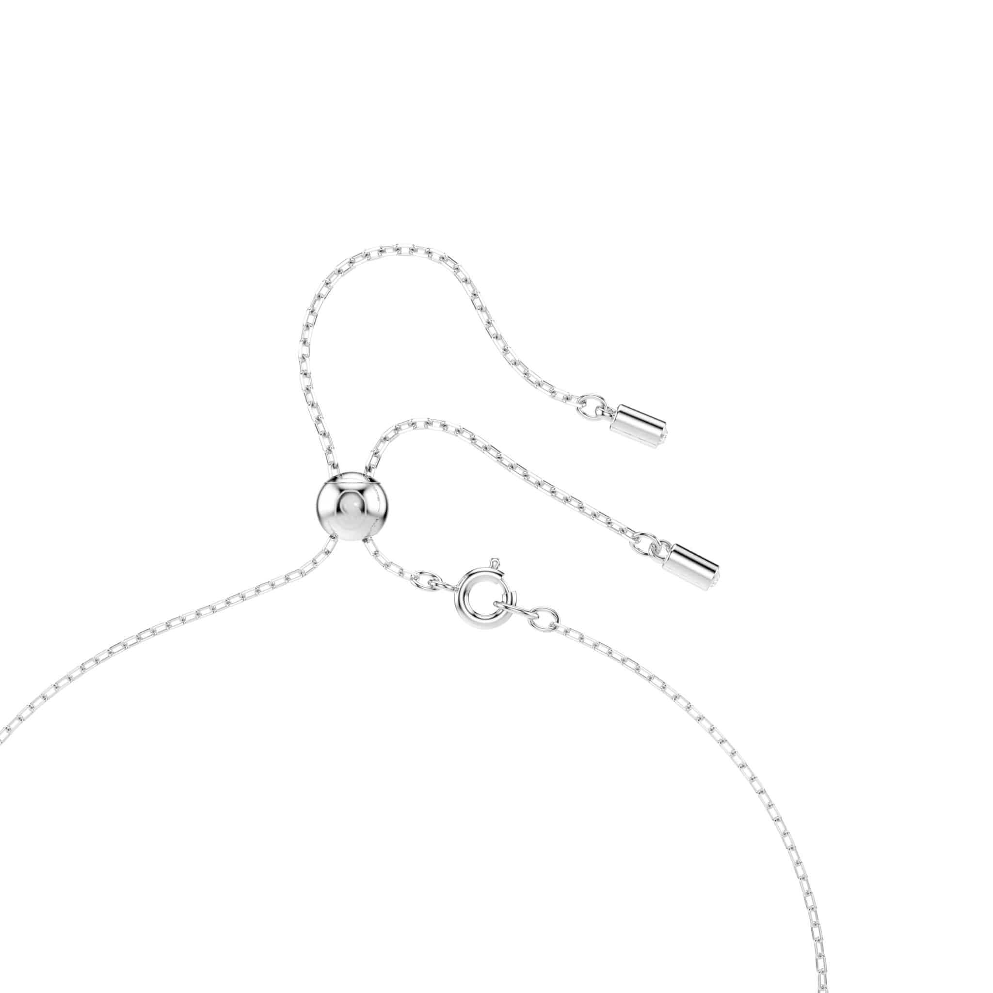 Swarovski Stilla Necklace with blue crystals and rhodium plating, featuring elegant jewelry design and sparkling gemstone details.