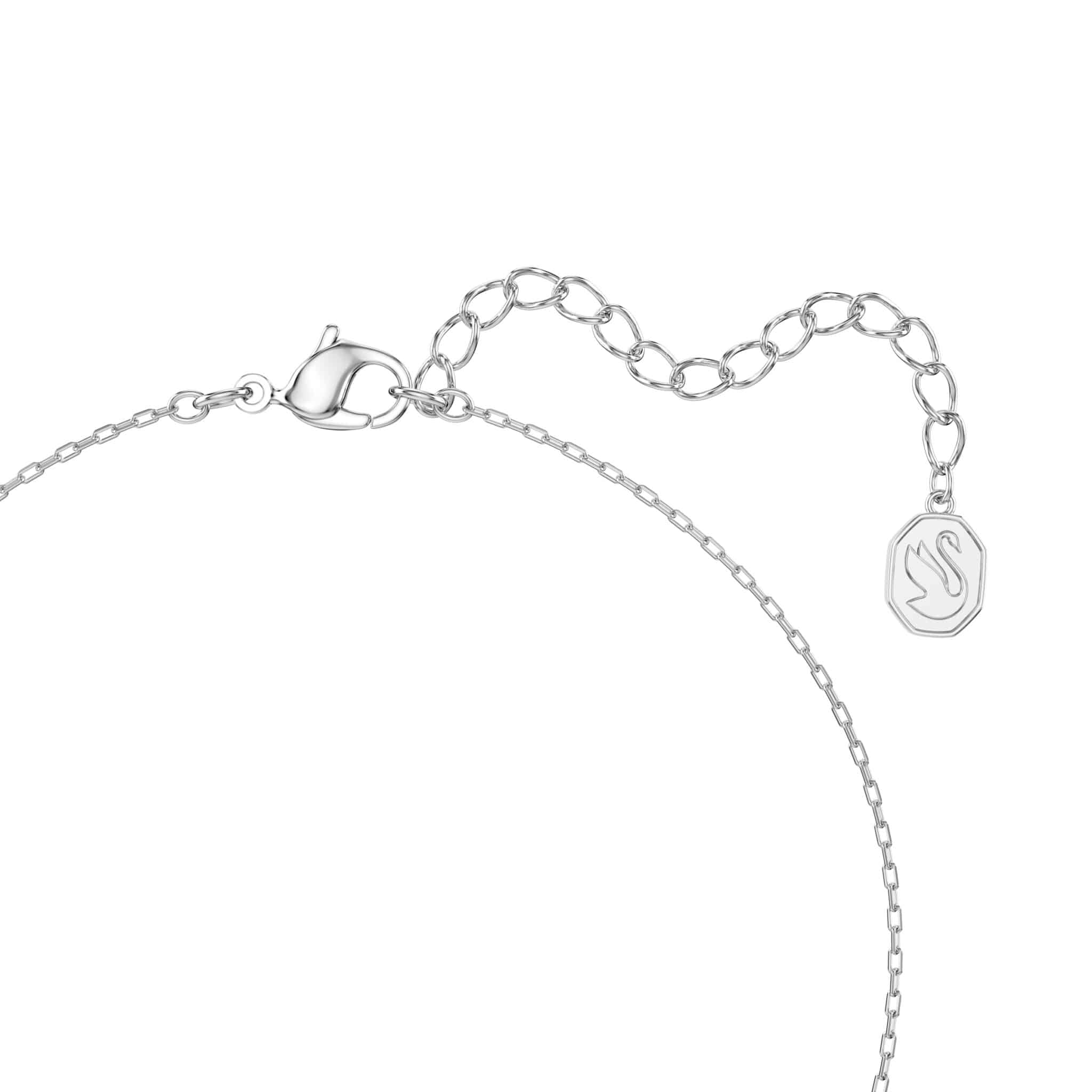 Swarovski Symbolica Pendant in blue with rhodium plating, showcasing a sparkling crystal design against a neutral background.