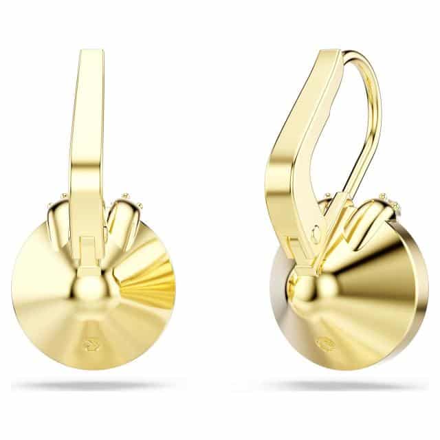 Swarovski Bella V Drop Earrings with round green crystals and gold-tone plating, elegant jewelry for special occasions