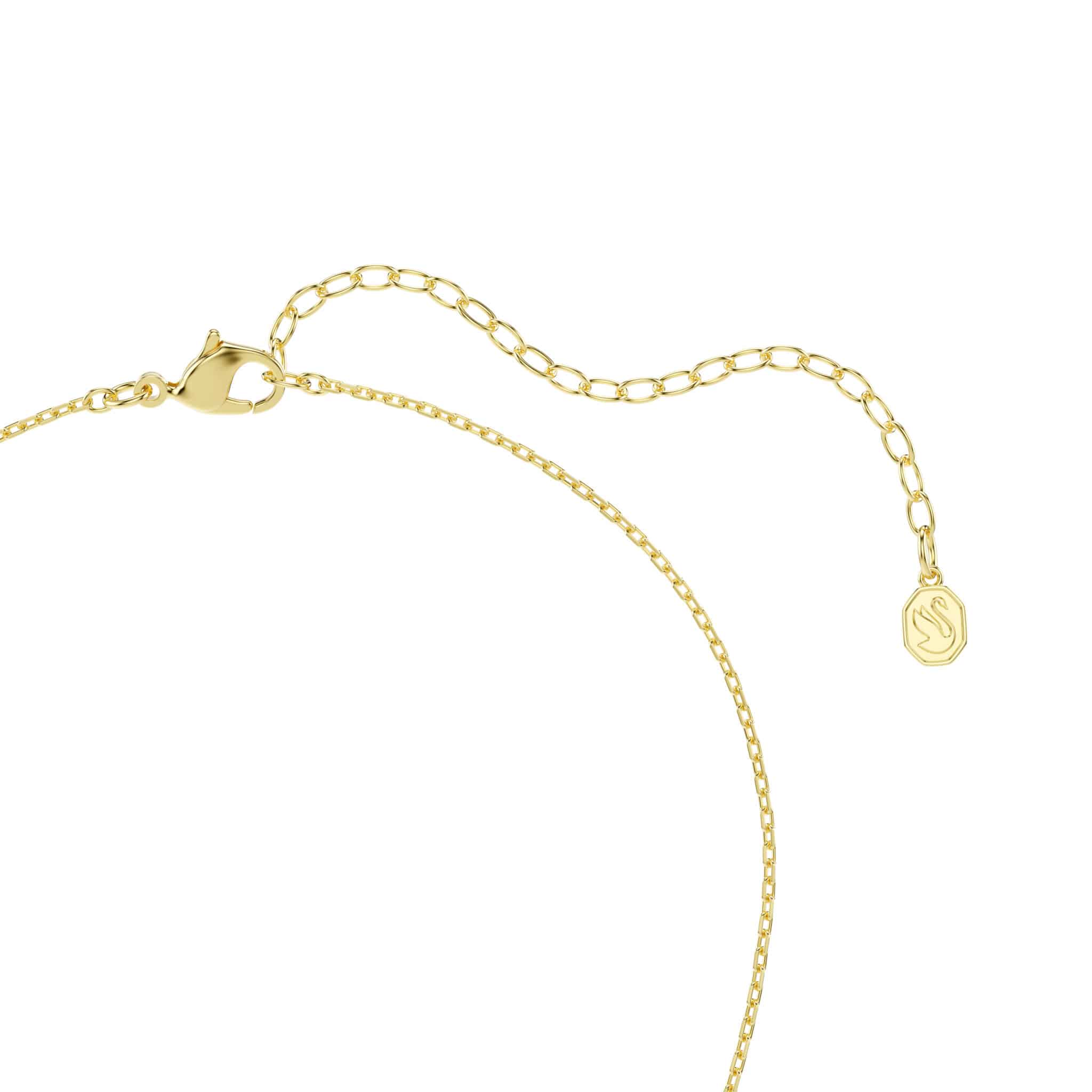 Swarovski Idyllia pendant with pink heart and key charms, mixed cuts, gold-tone plated, elegant jewelry accessory