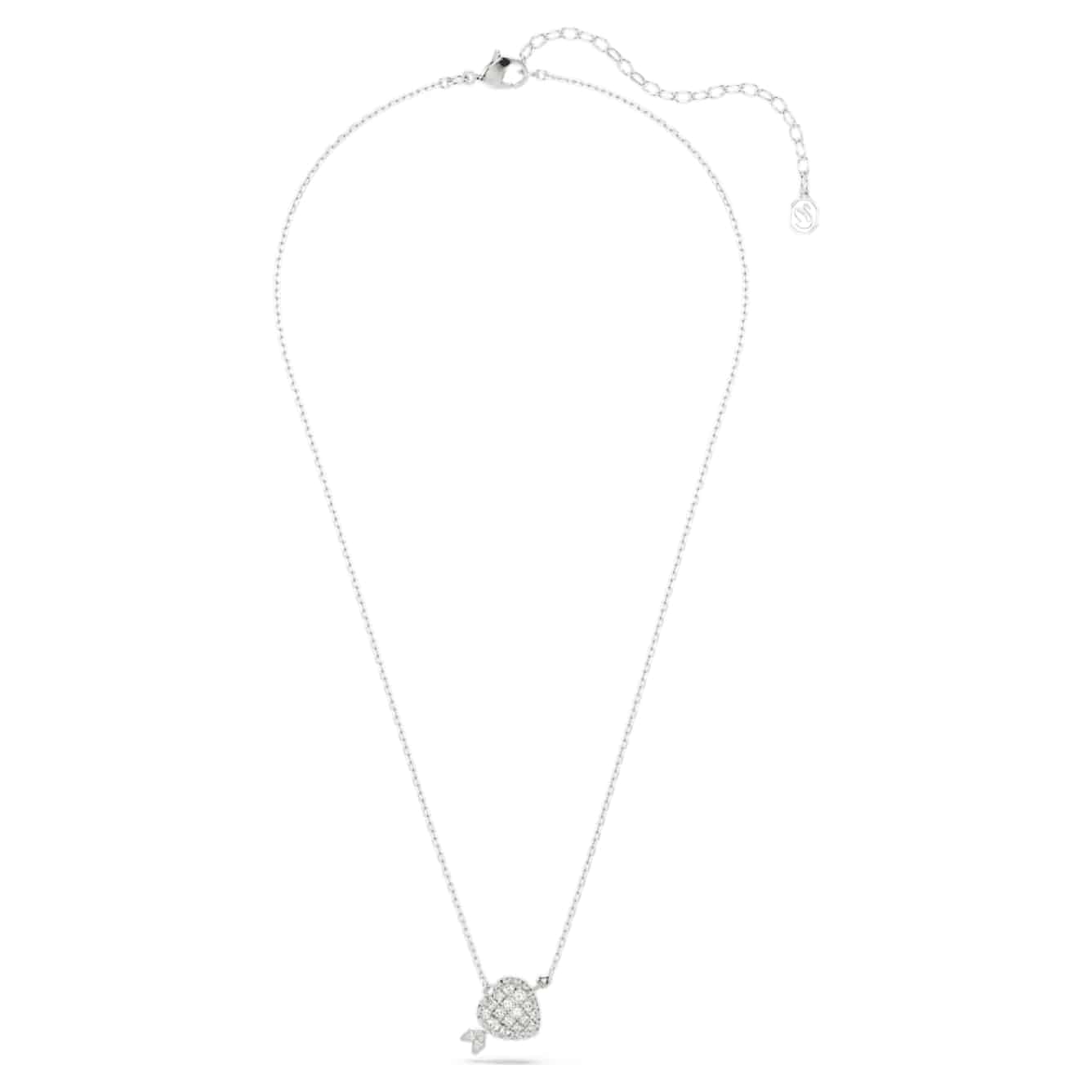Swarovski Idyllia pendant with heart-shaped white crystal and mixed metal finish, featuring mixed cuts and elegant design.