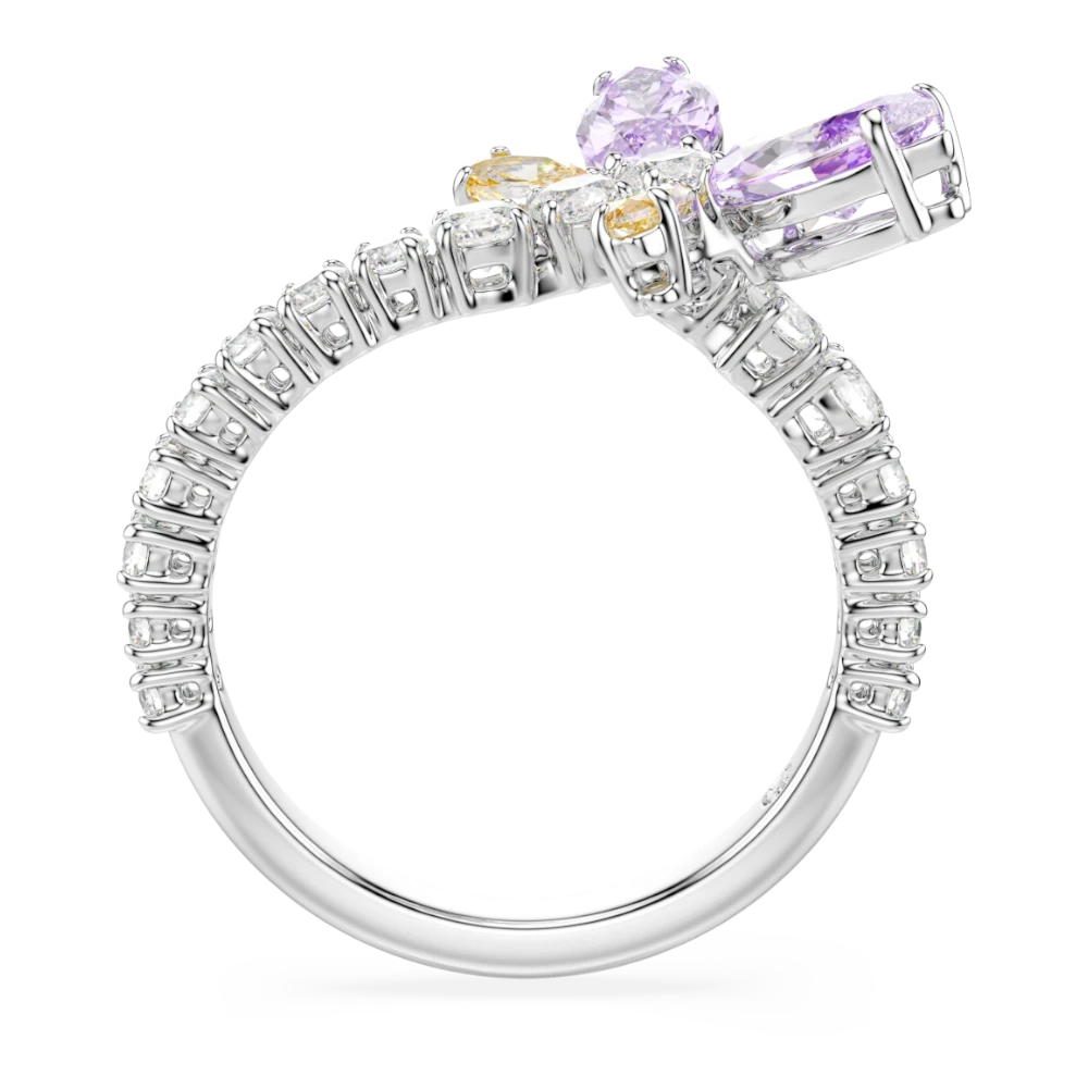 Swarovski Ariana Grande x motif ring with multicolored dragonfly design, mixed cuts, rhodium plated, detailed jewelry accessory