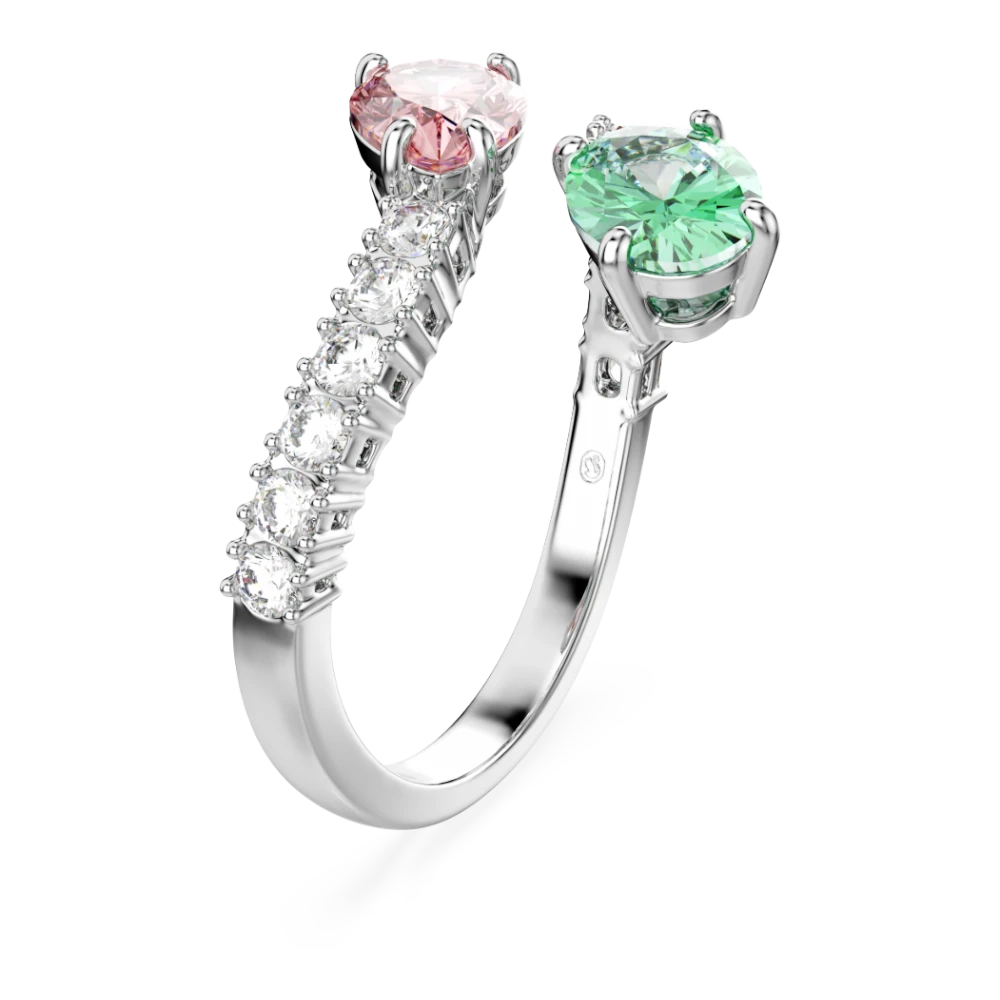Swarovski Ariana Grande open ring with multicolored mixed cuts and rhodium plating, showcasing a sparkling, elegant jewelry piece.