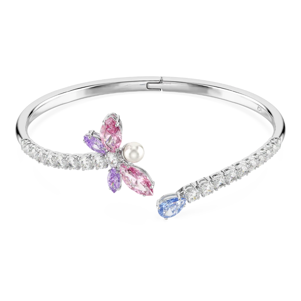 Swarovski Ariana Grande x Swarovski bangle with multicolored dragonfly design, mixed cuts, rhodium plated jewelry accessory