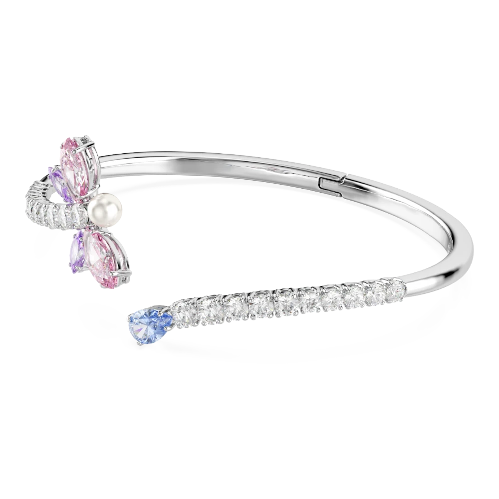 Swarovski Ariana Grande x Swarovski bangle with multicolored mixed cuts and dragonfly design, rhodium plated jewelry accessory