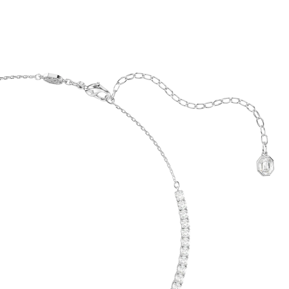 Multicolored Swarovski Ariana Grande x necklace with mixed cuts and a dragonfly pendant, rhodium plated jewelry.