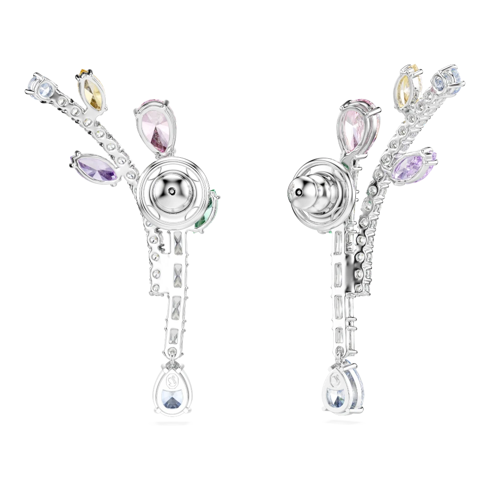 Swarovski Ariana Grande x drop earrings with multicolored mixed cuts and rhodium plating, elegant jewelry for special occasions