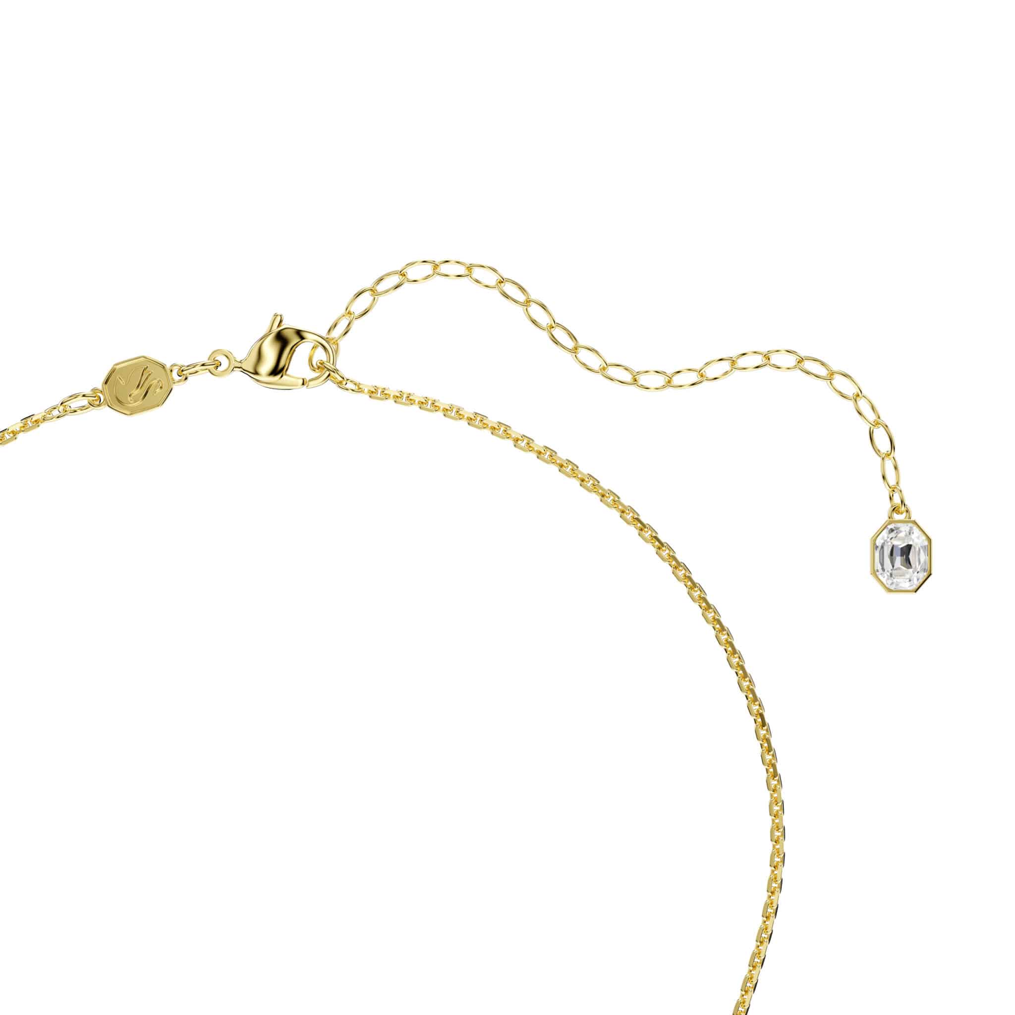 Swarovski Gema Y necklace with multicolored mixed-cut crystals and gold-tone plating, showcasing a stylish jewelry design.