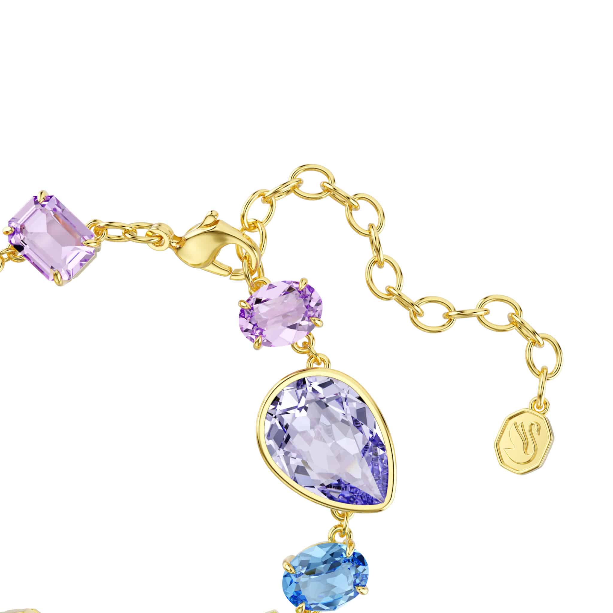 Swarovski Gema bracelet with multicolored mixed-cut crystals and gold-tone plating, stylish jewelry accessory.